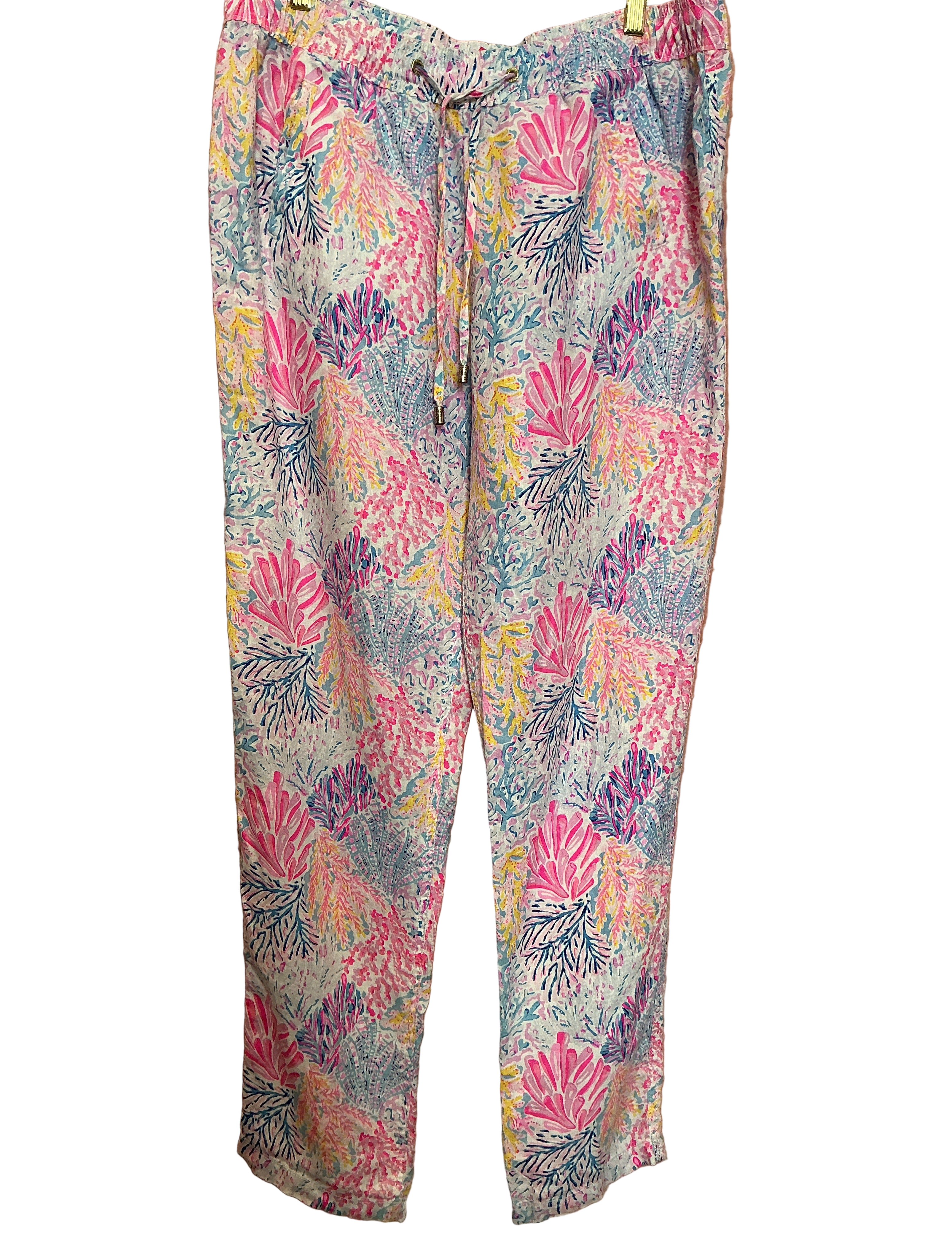 Lilly Pulitzer Taron Mid-Rise Linen Pant Splashdance - Size M
