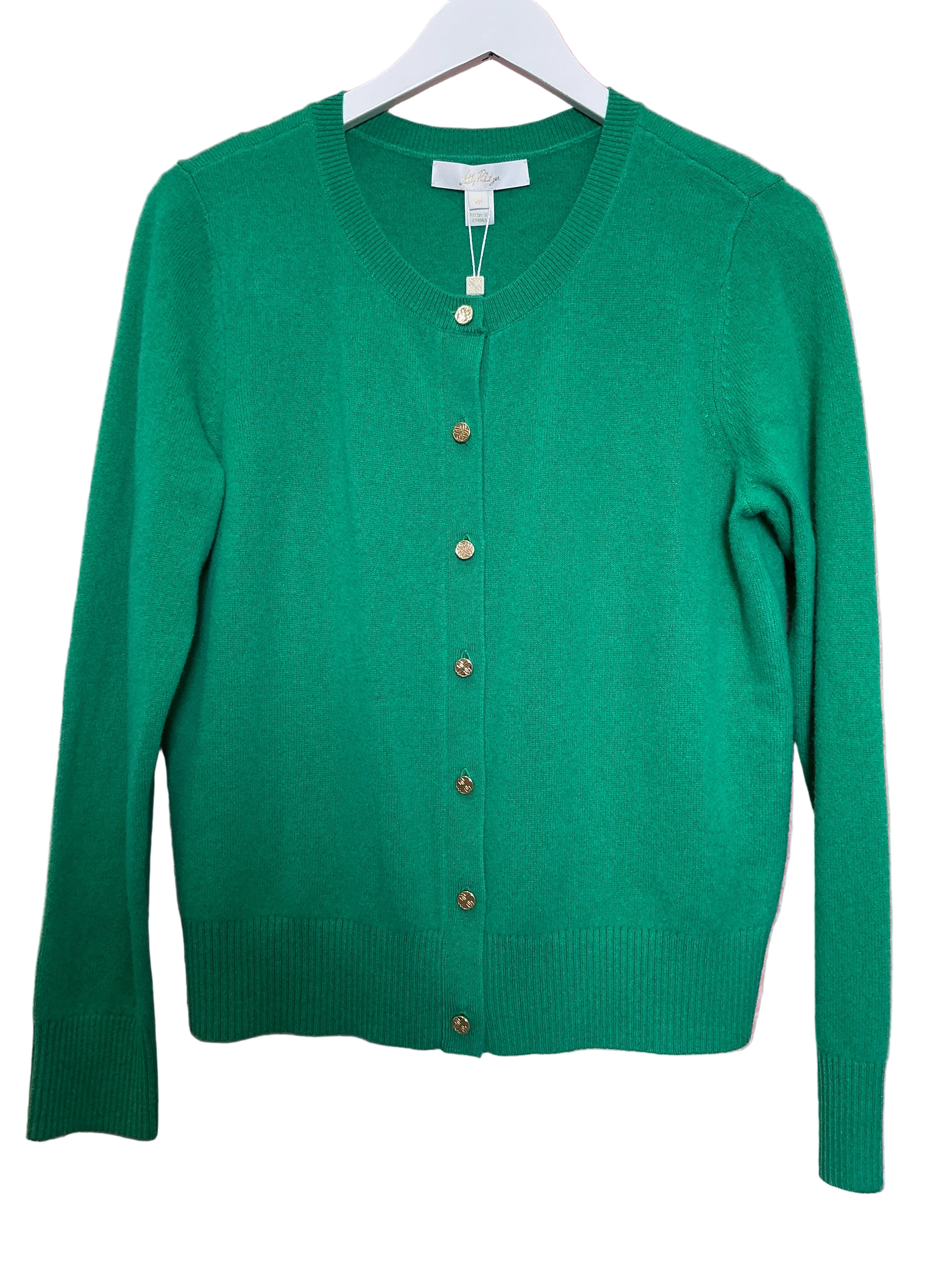 Lilly Pulitzer NWT - Farley Cashmere Cardigan - Heathered Fiddle Leaf Green - Size M