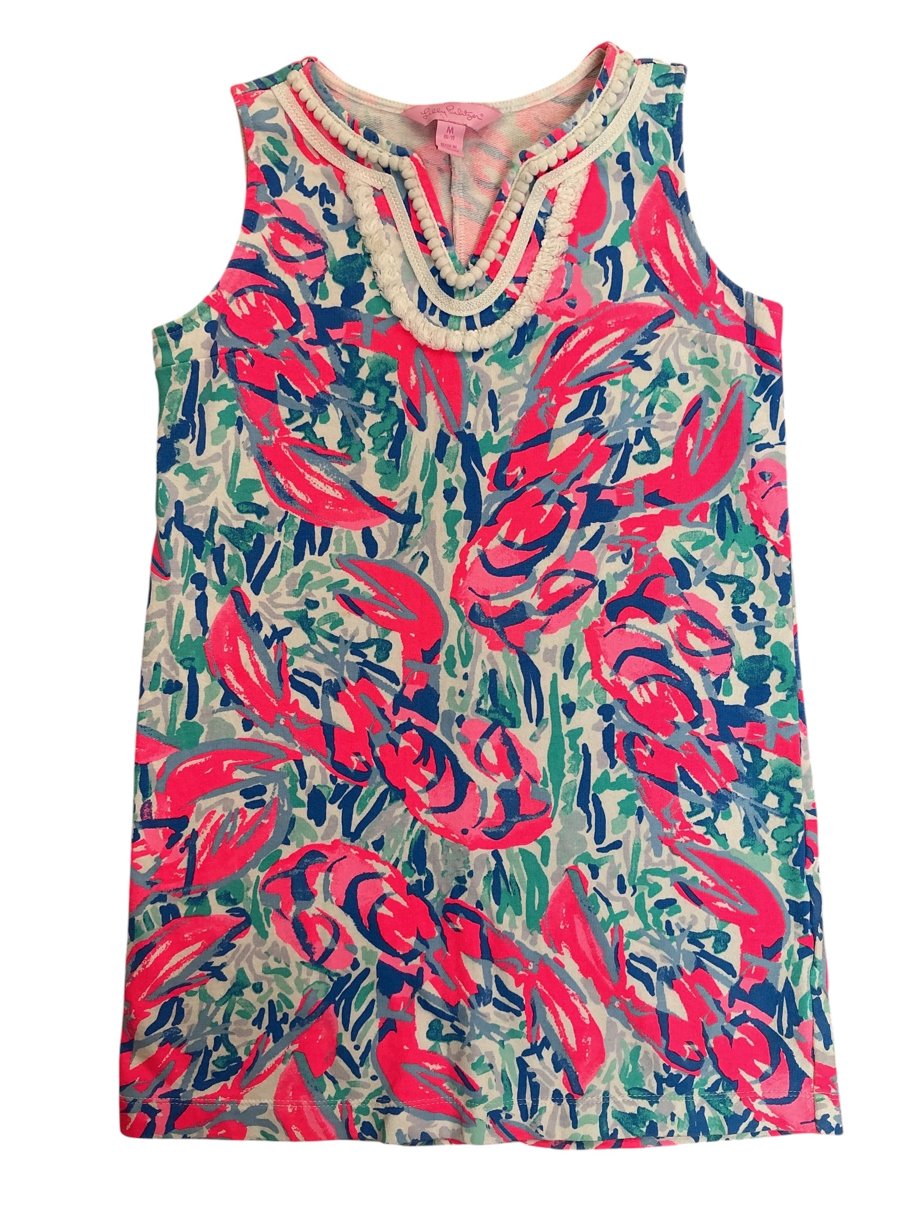 Lilly Pulitzer Kids Girls Mini Harper Shift Dress Cosmic Coral Cracked Up - Size M 6-7
