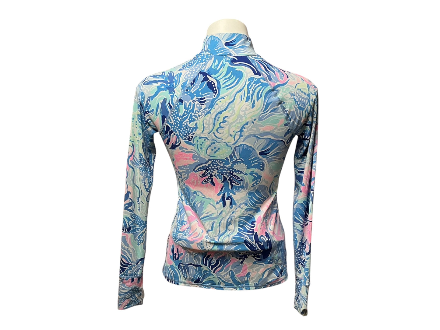 Lilly Pulitzer UPF 50+ Luxletic Quarter Zip Skipper Popover Pullover Minty Fresh Fansea Jellyfish - Size XXS