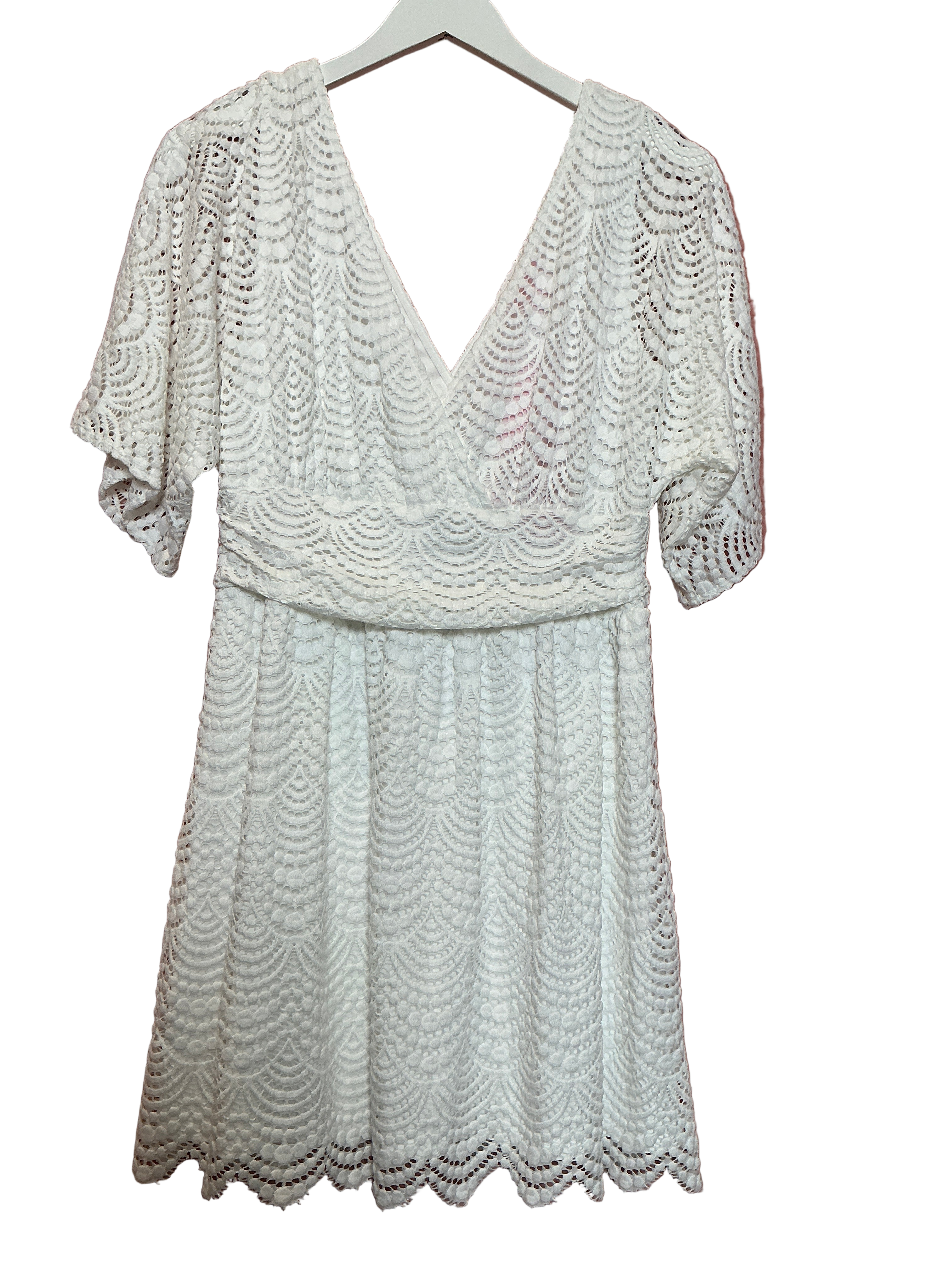 Lilly Pulitzer NWT - Parigi Short Romper - Resort white - Scalloped Shell Lace - Size M