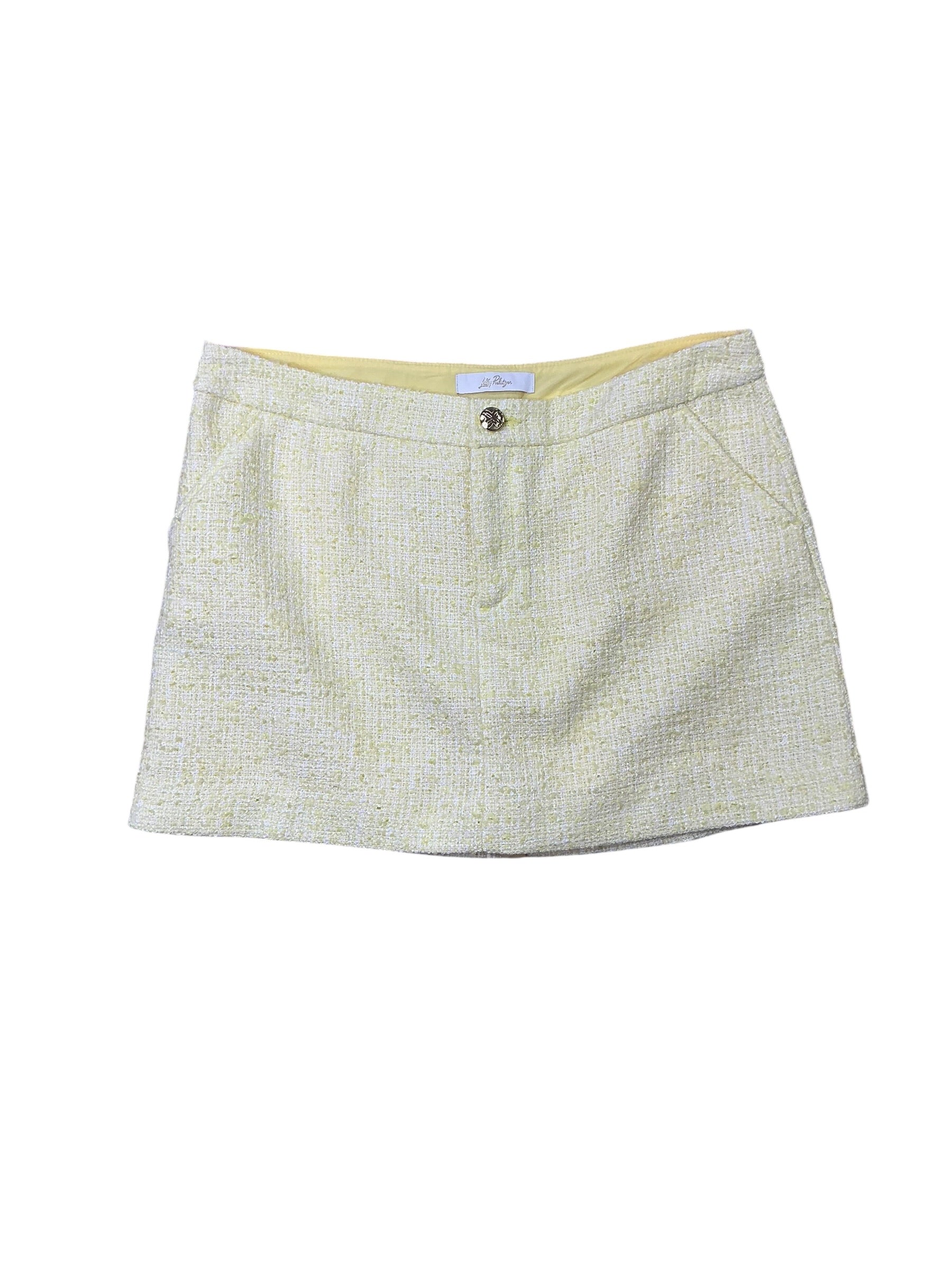 Lilly Pulitzer Colette Mini Skort - Finch Yellow Chic Chick Boucle - Size 12