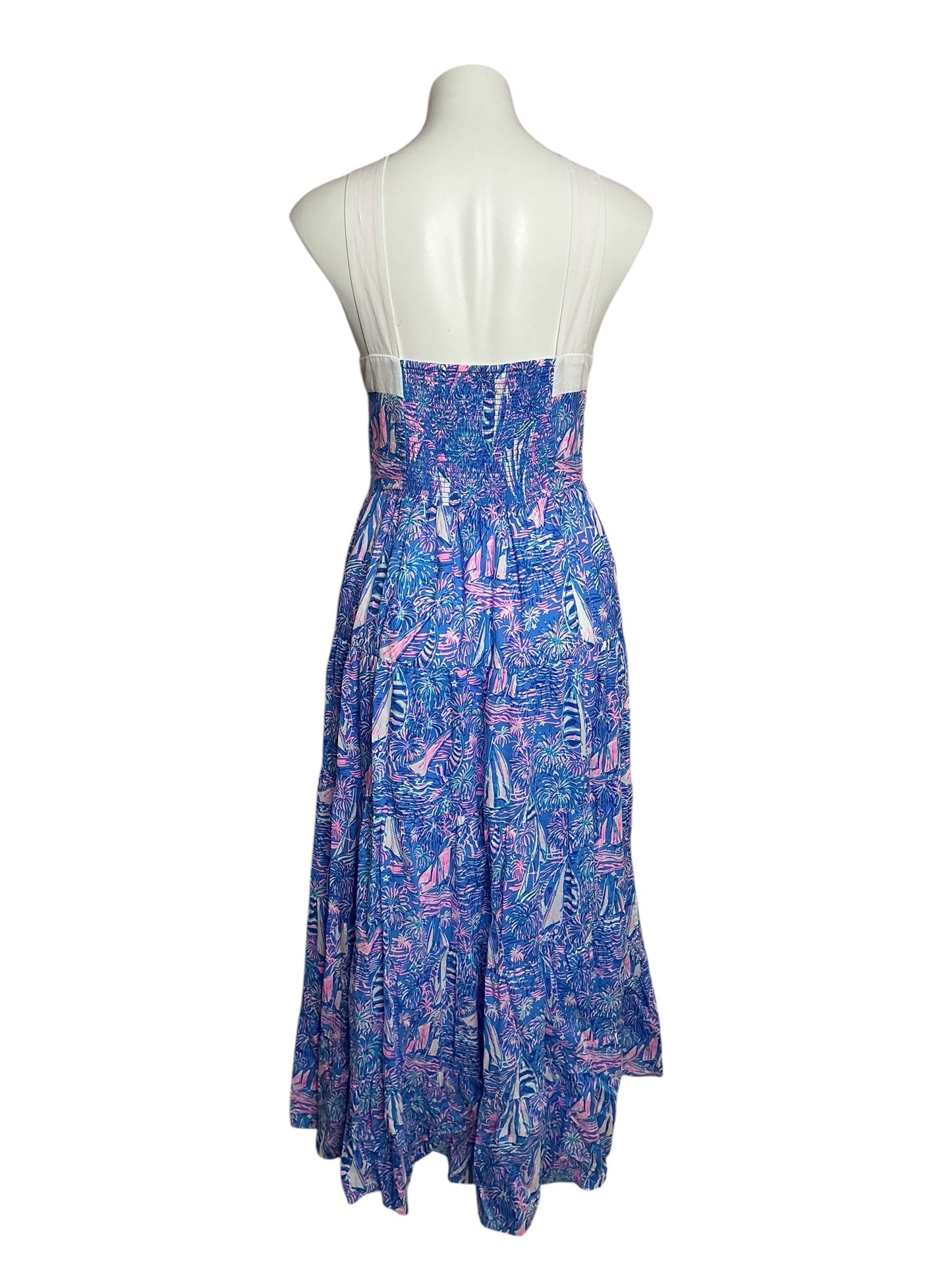 Lilly Pulitzer Jenette Halter Maxi Dress Boca Blue It's A Sailabration - Size 8