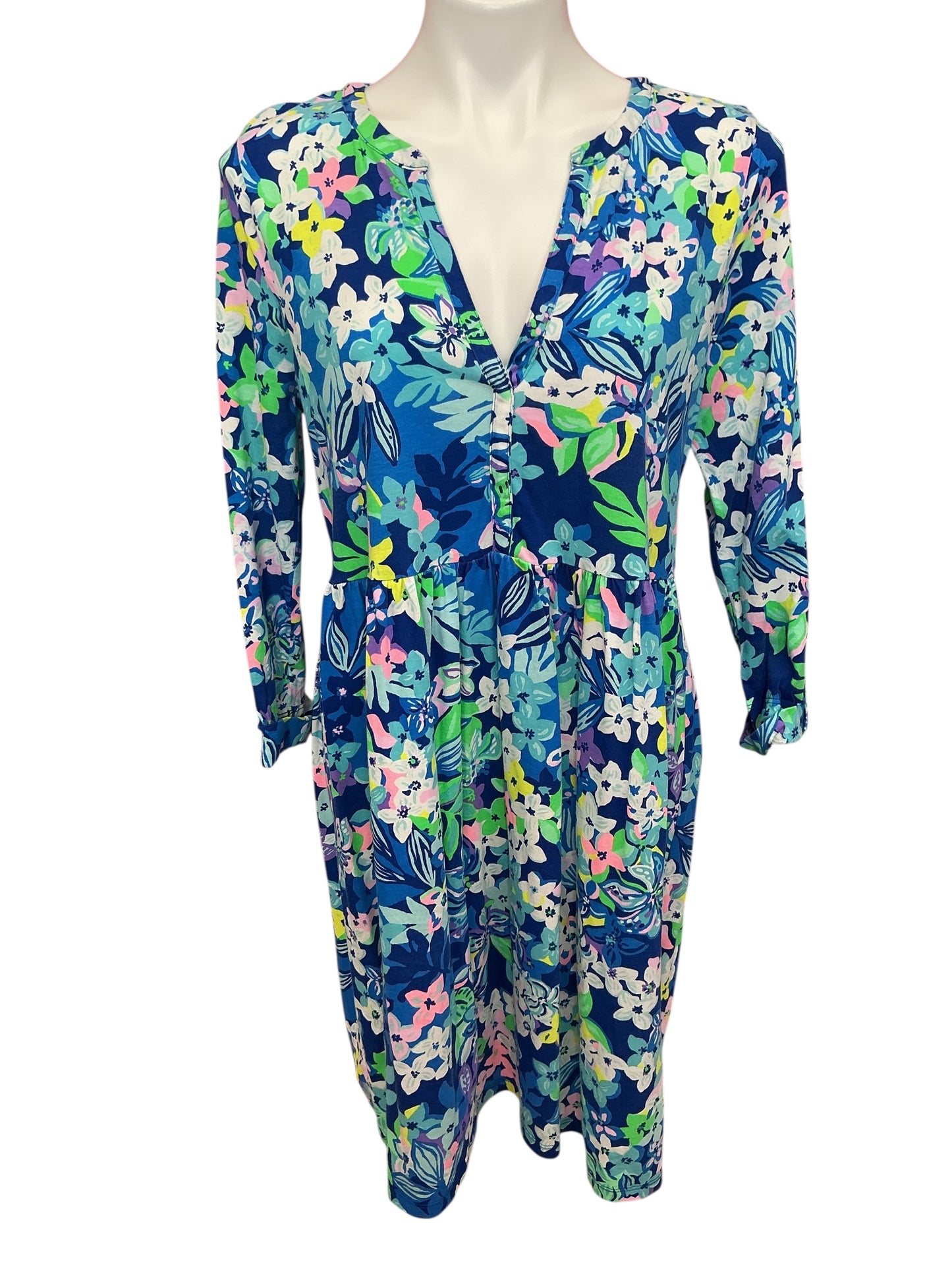 Lilly Pulitzer Loran Swing Dress Borealis Blue Social Sunset - Size L