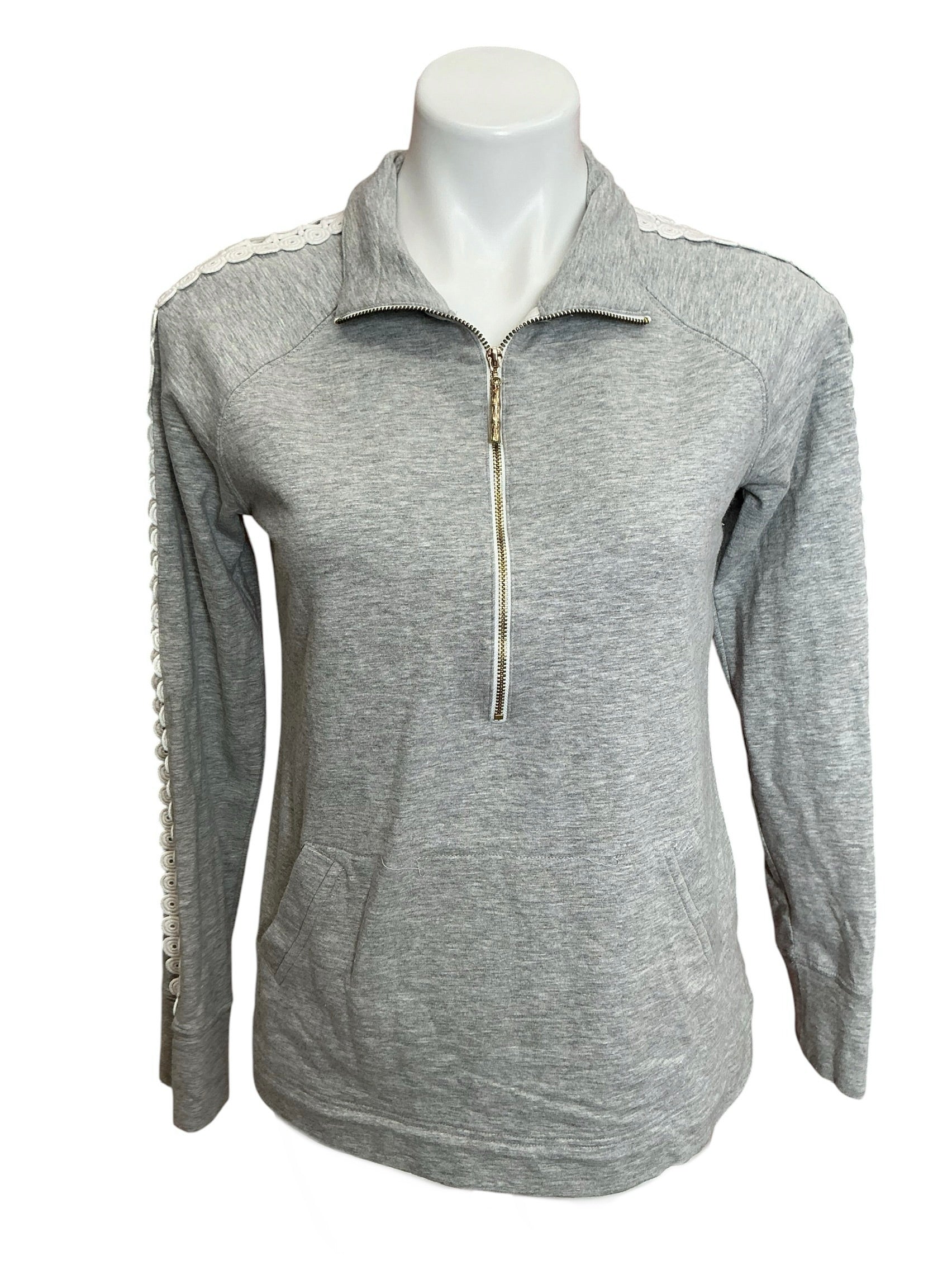 Lilly Pulitzer Skipper Popover Top Heathered Seaside Gray - Size S