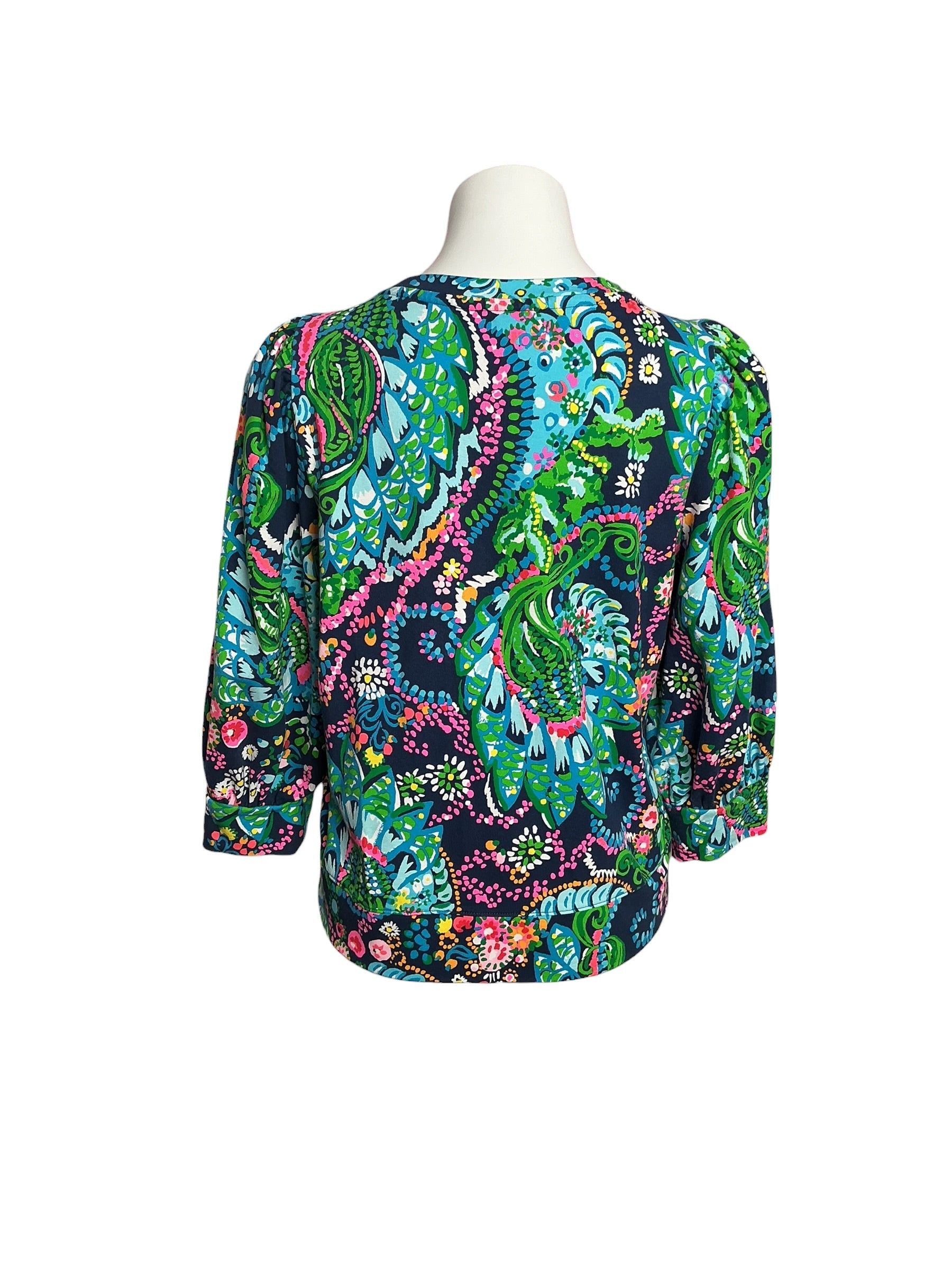 Lilly Pulitzer Corden Puff Sleeve Sweatshirt Take Me to the Sea - Size M
