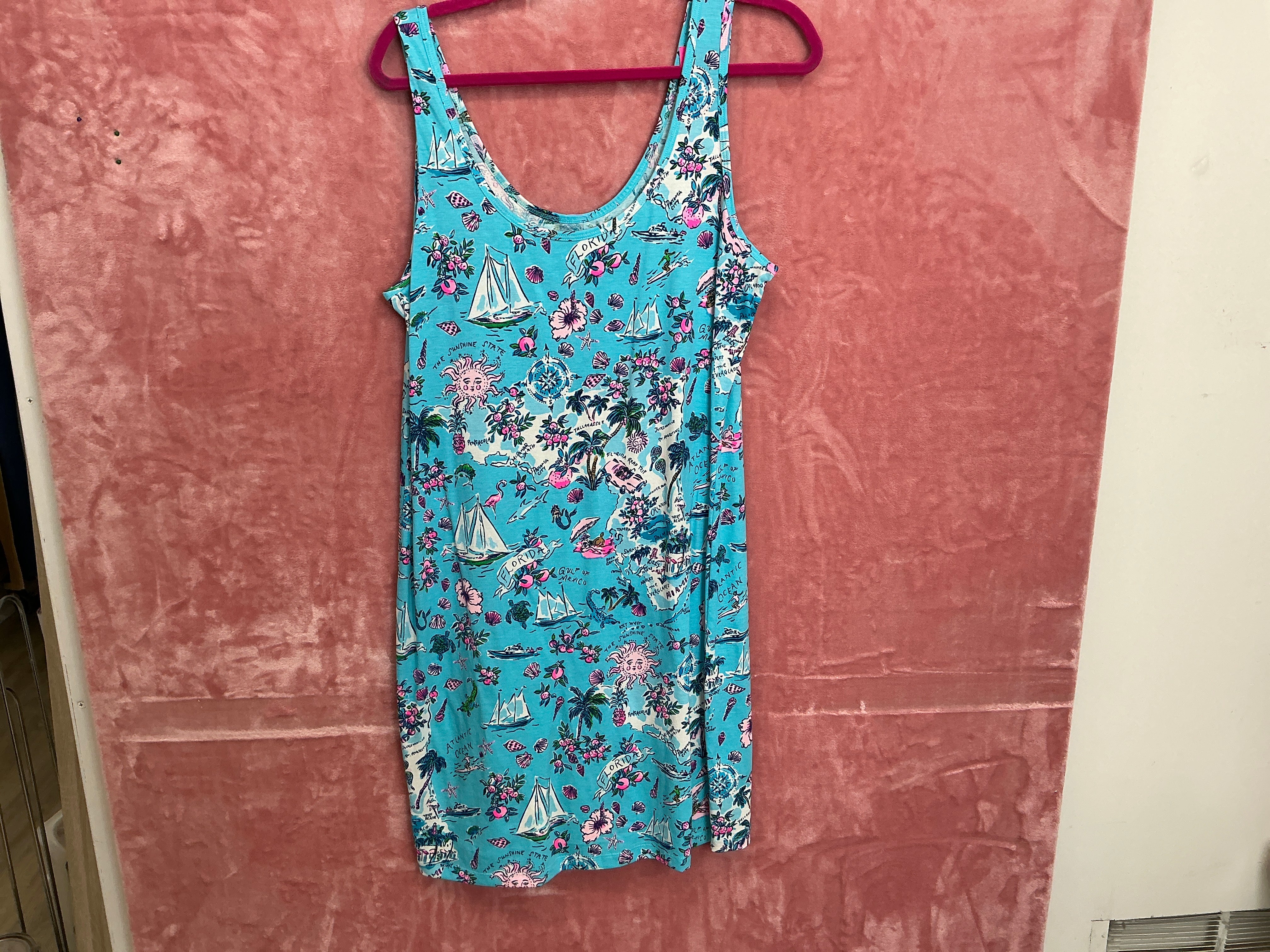 Lilly Pulitzer Newberri Tank Dress NWT, Amalfi Blue, Lilly’s Roadtrip Size L