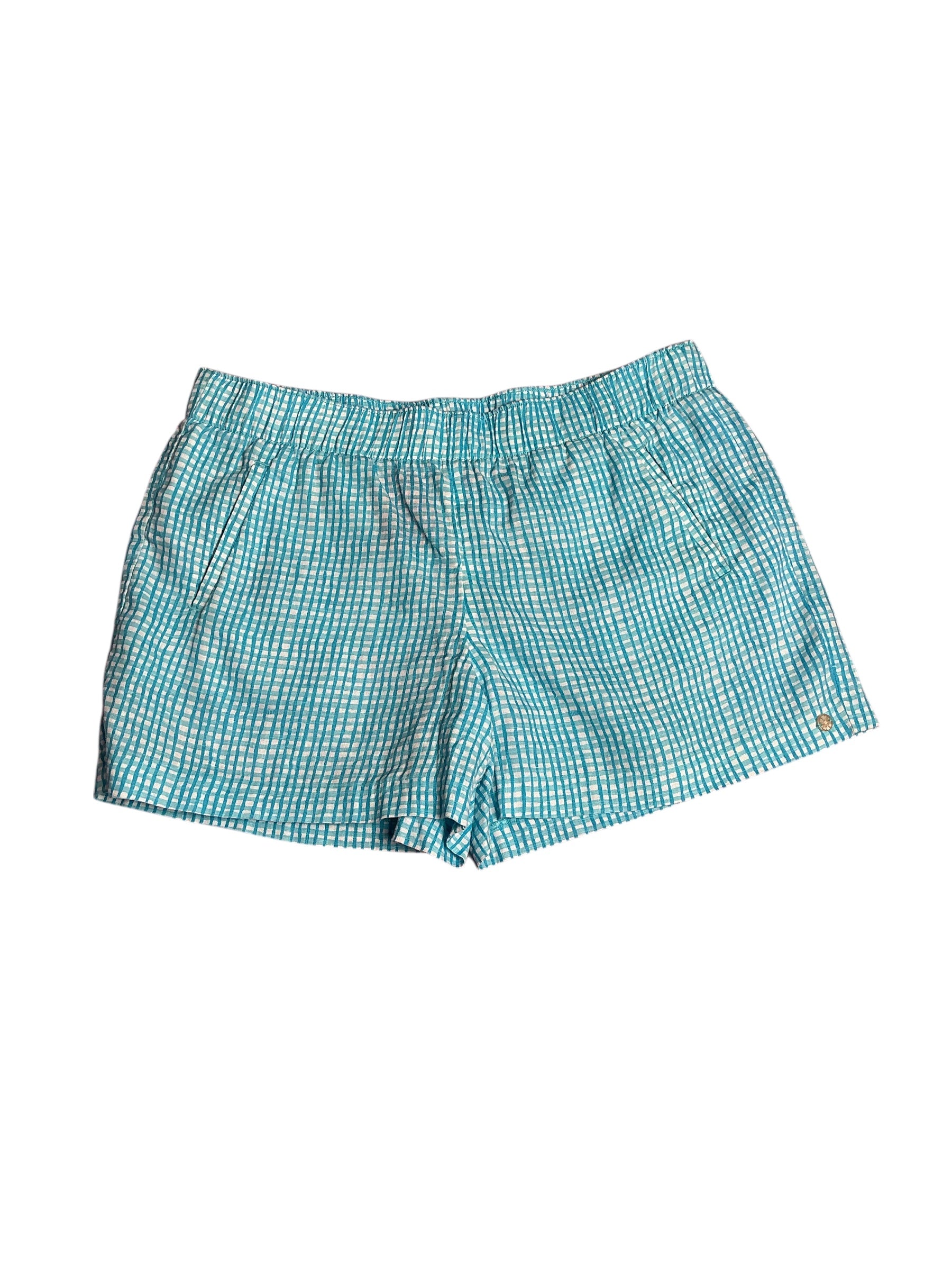 Lilly Pulitzer- Lilo Linen Shorts Seabreeze Blue Along The Same Line Size L