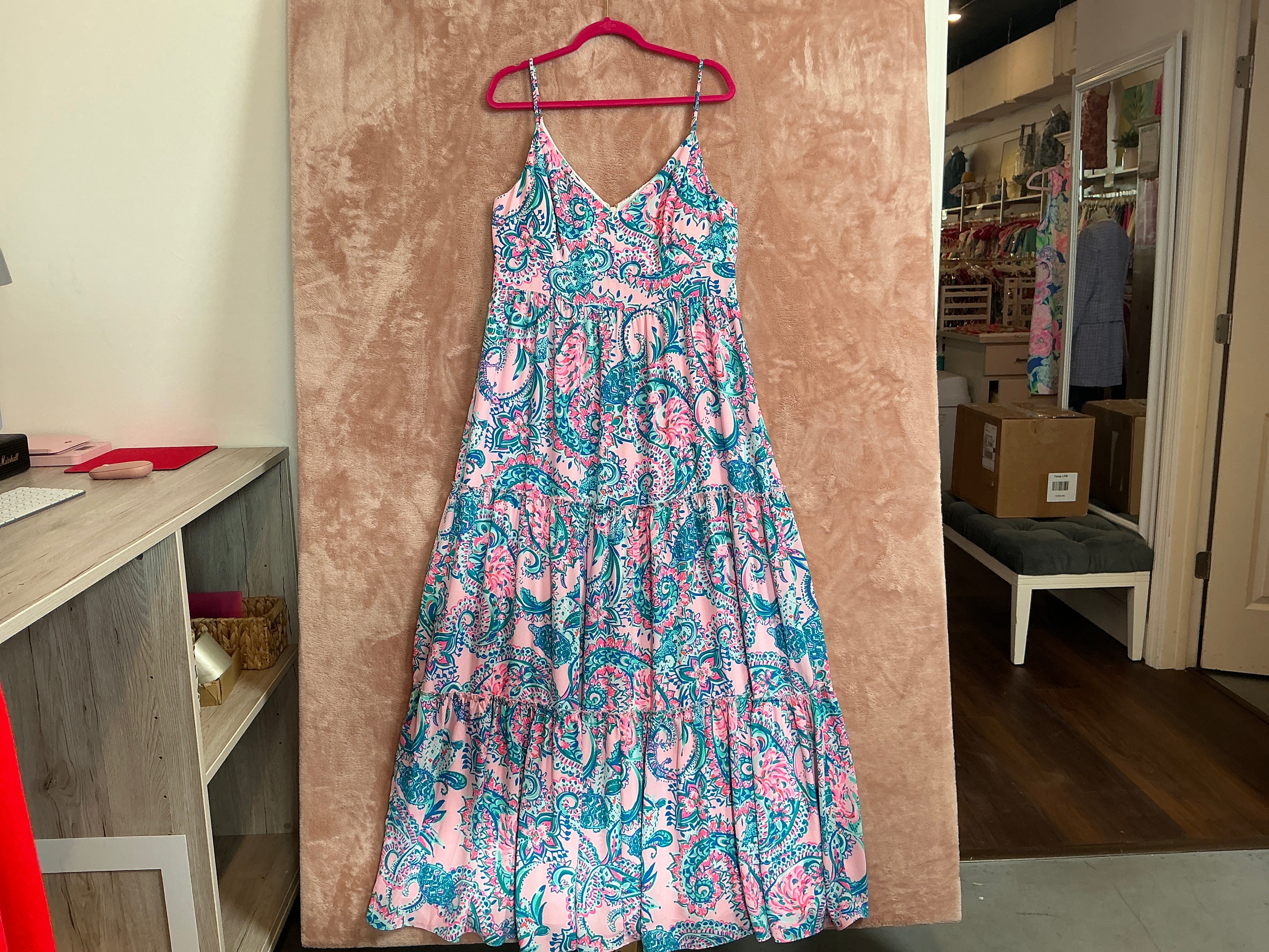 Lilly Pulitzer NWT - Melody Maxi Dress - Pink Tropics Tint Tangerine Dream - Size 16