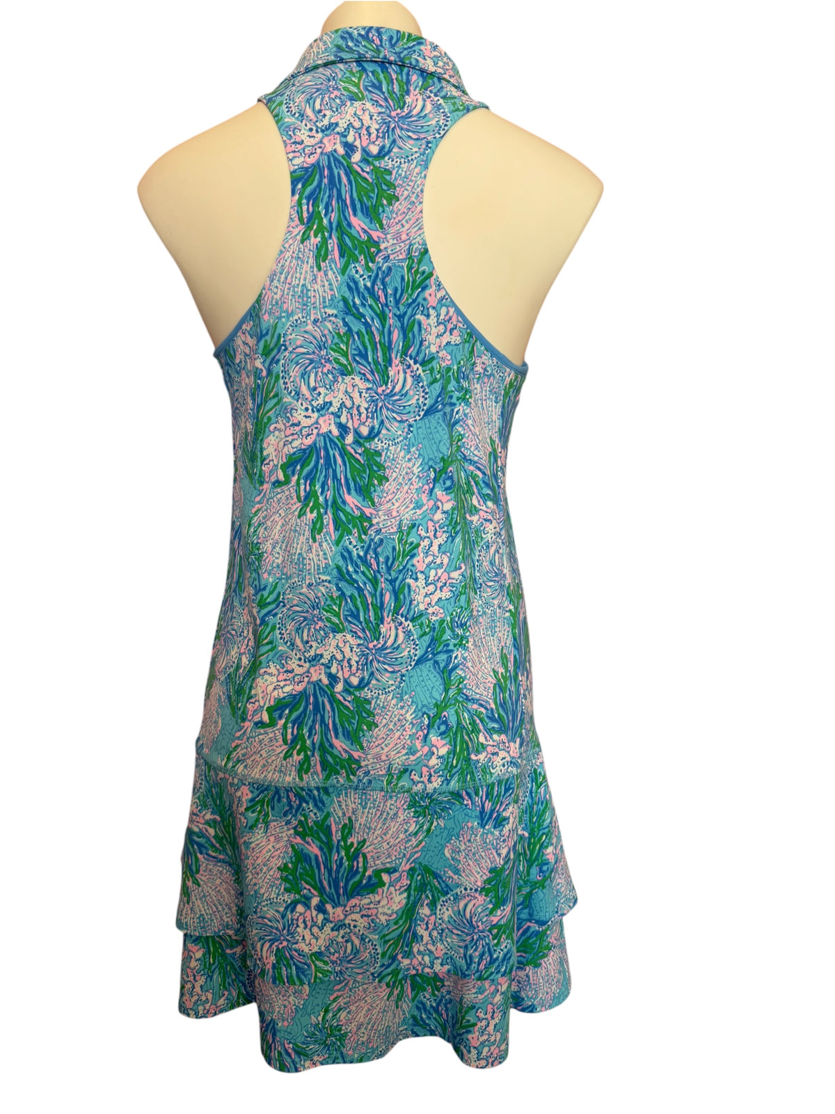 Lilly Pulitzer Dania Dress Las Olas Aqua Strong Current Sea - Size L