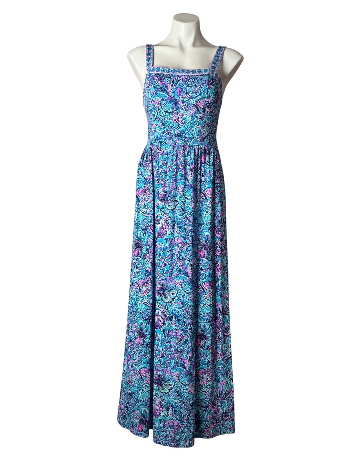Lilly Pulitzer Mirasol Maxi Dress Breakaway Blue Shells N Bells - Size 4