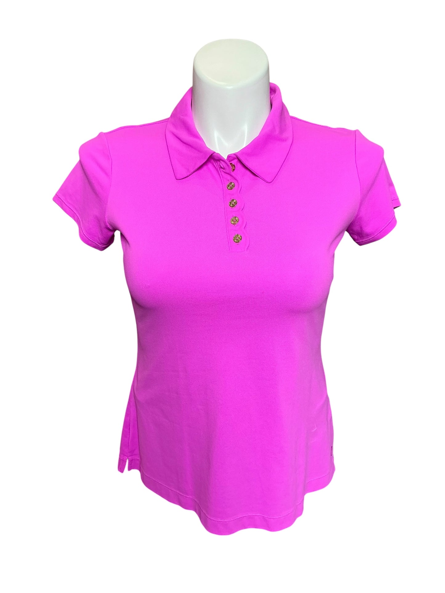 Lilly Pulitzer UPF 50+ Luxletic Frida Scallop Polo Top Orchid Oasis - Size M