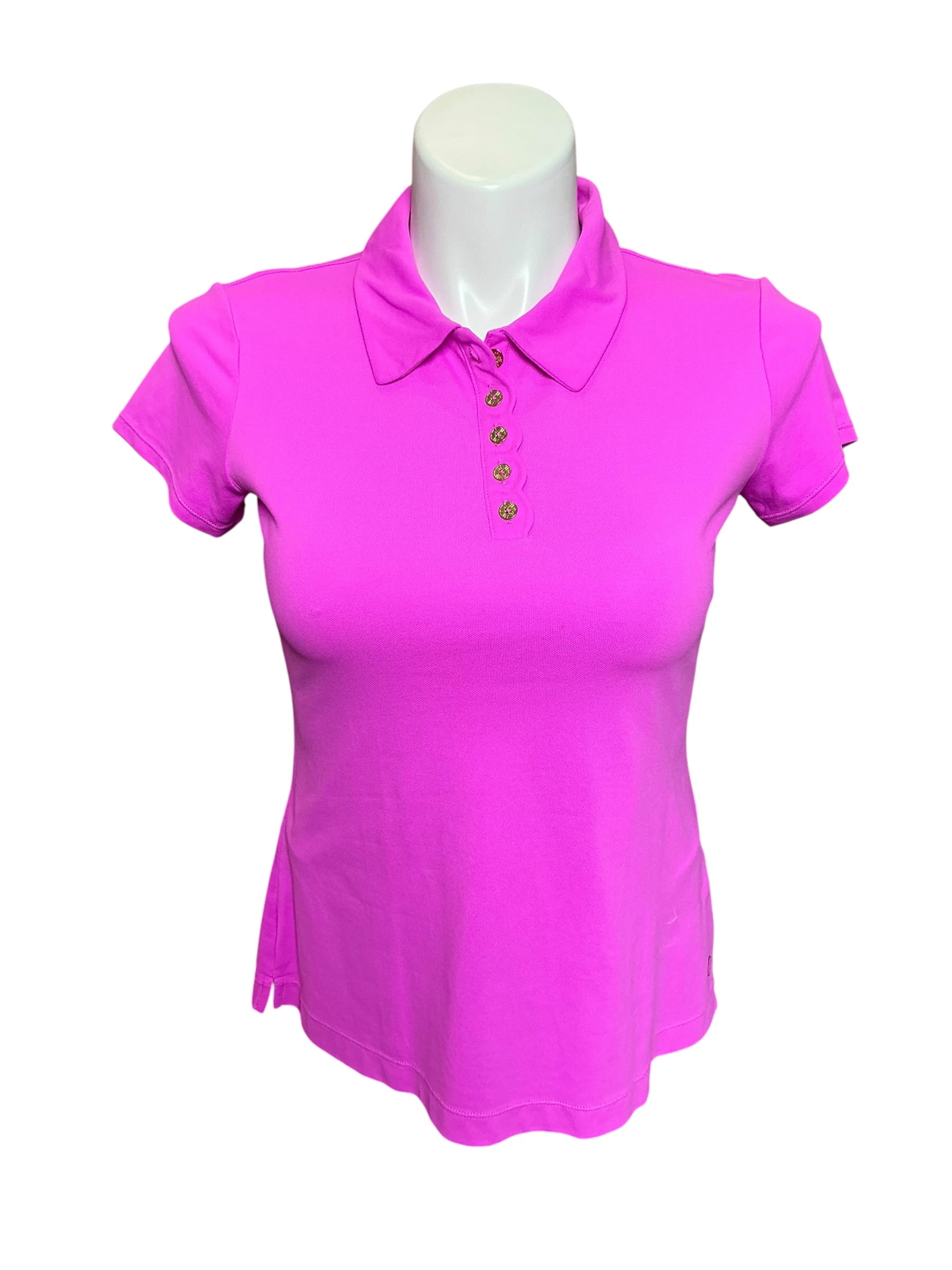 Lilly Pulitzer UPF 50+ Luxletic Frida Scallop Polo Top Orchid Oasis - Size M