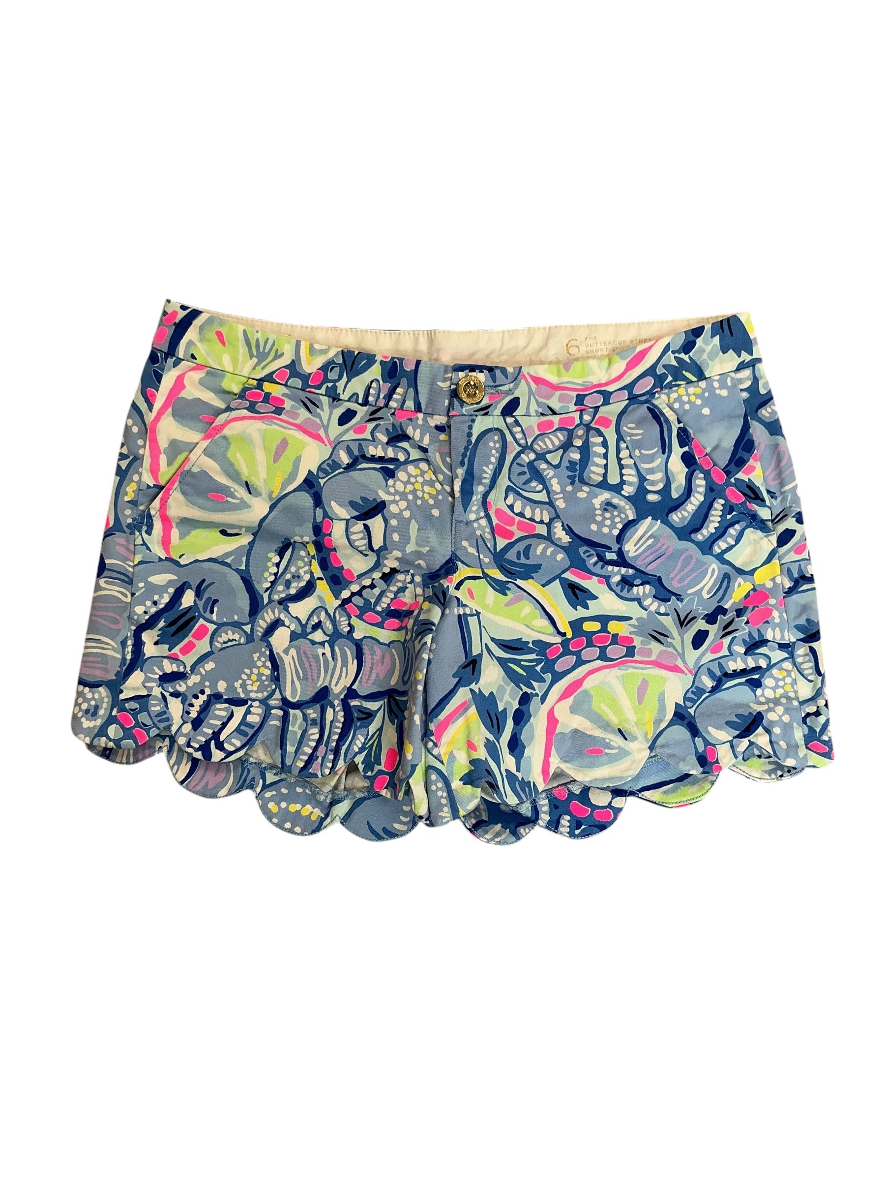 Lilly Pulitzer Buttercup Stretch Shorts Blue Peri Pinch Punch - Size 6