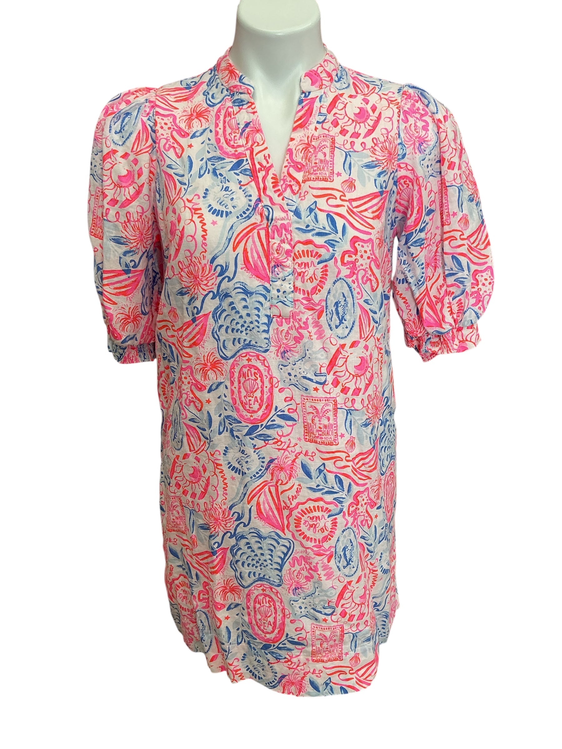 Lilly Pulitzer Mialeigh Linen Dress Resort White Lil Sun Sea Sand - Size 0