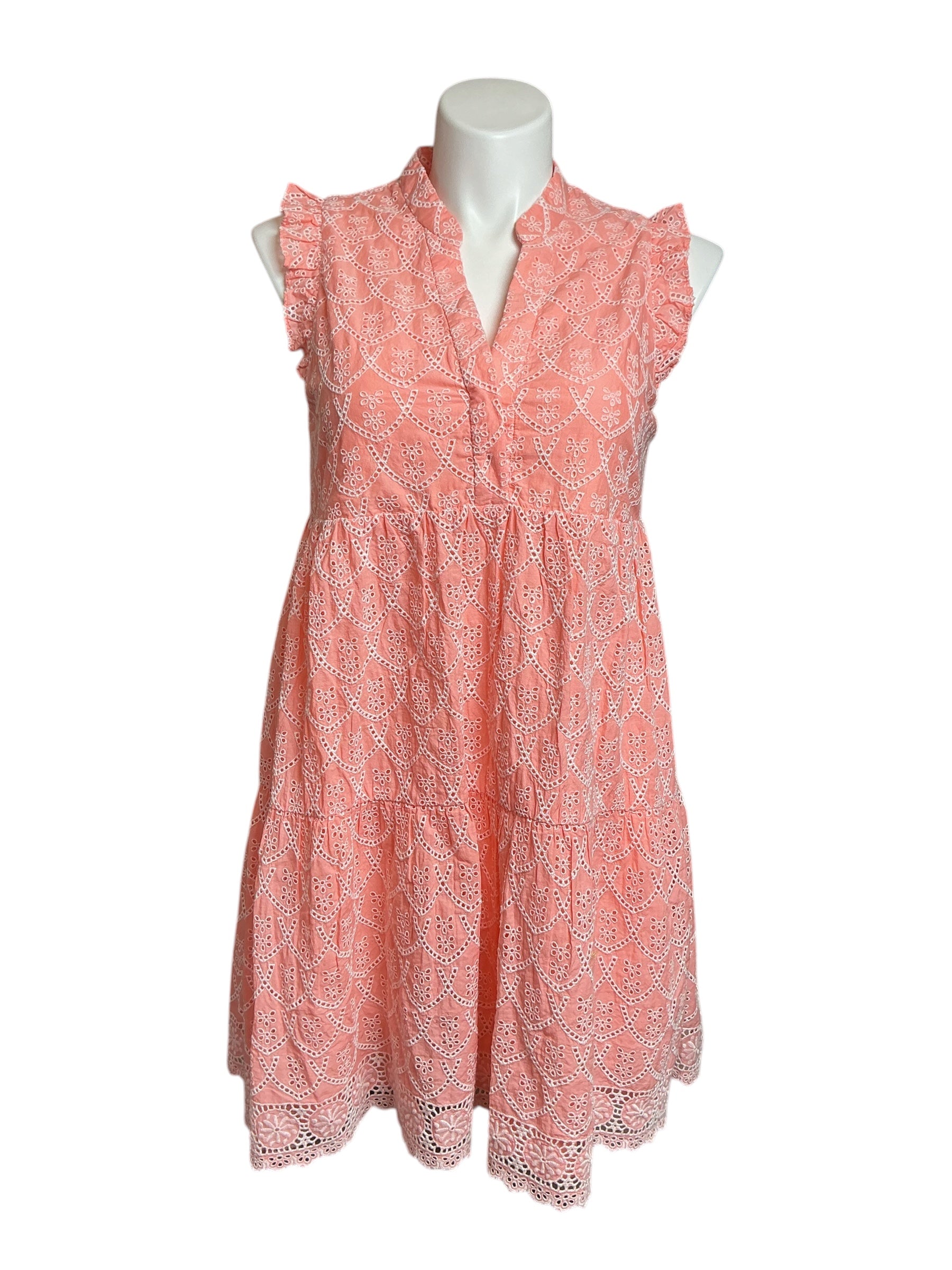 Lilly Pulitzer NWT Briela Dress - Peach Hyacinth Floral Arch Eyelet - Size L