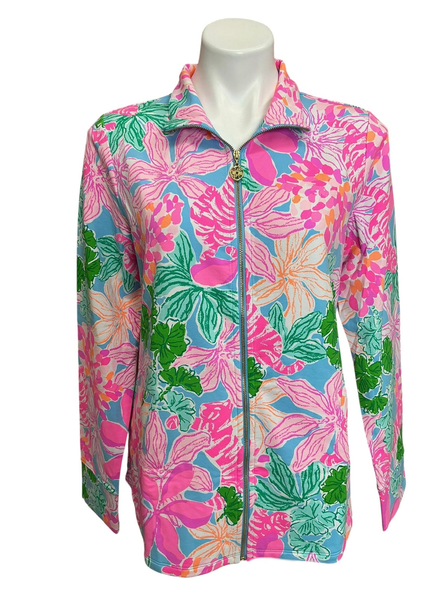 Lilly Pulitzer Leona Zip Up Jacket Multi Lil Soiree All Day - Size M