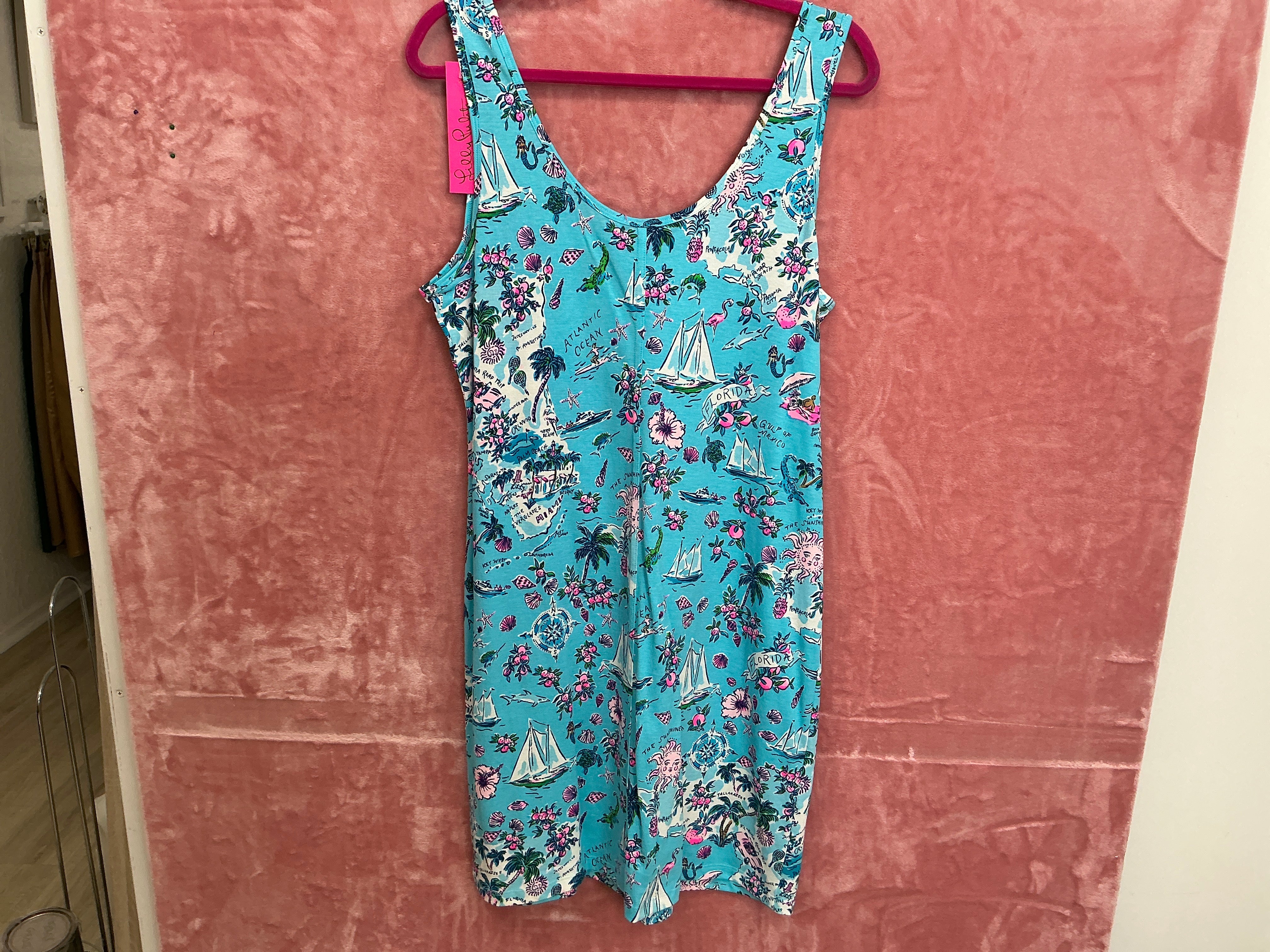Lilly Pulitzer Newberri Tank Dress NWT, Amalfi Blue, Lilly’s Roadtrip Size L