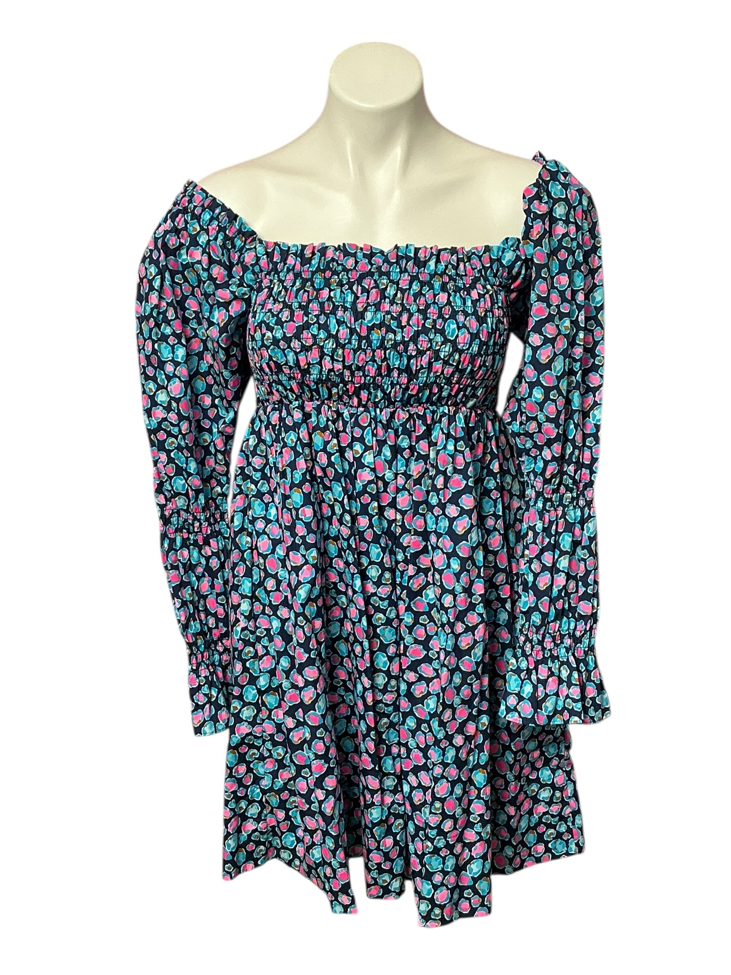 Lilly Pulitzer Beyonca Long-Sleeve Smocked Dress - Navy Spotted in the Wild - Size S