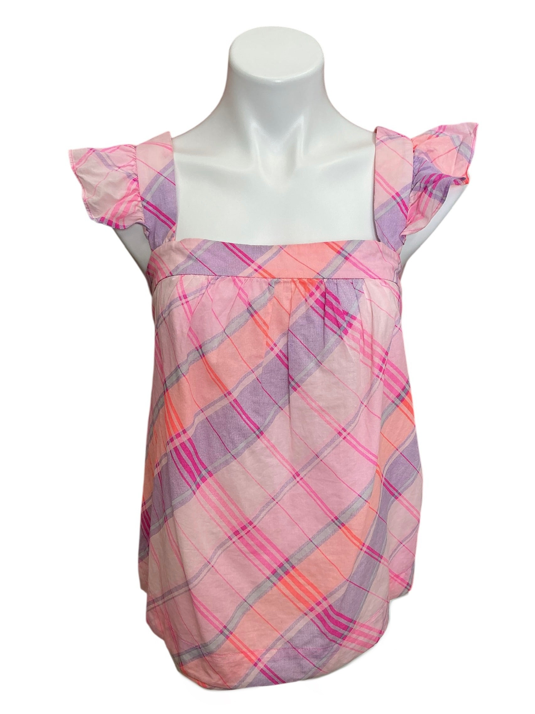 Lilly Pulitzer Reyna Top Pink Isle Madras Plaid - Size L