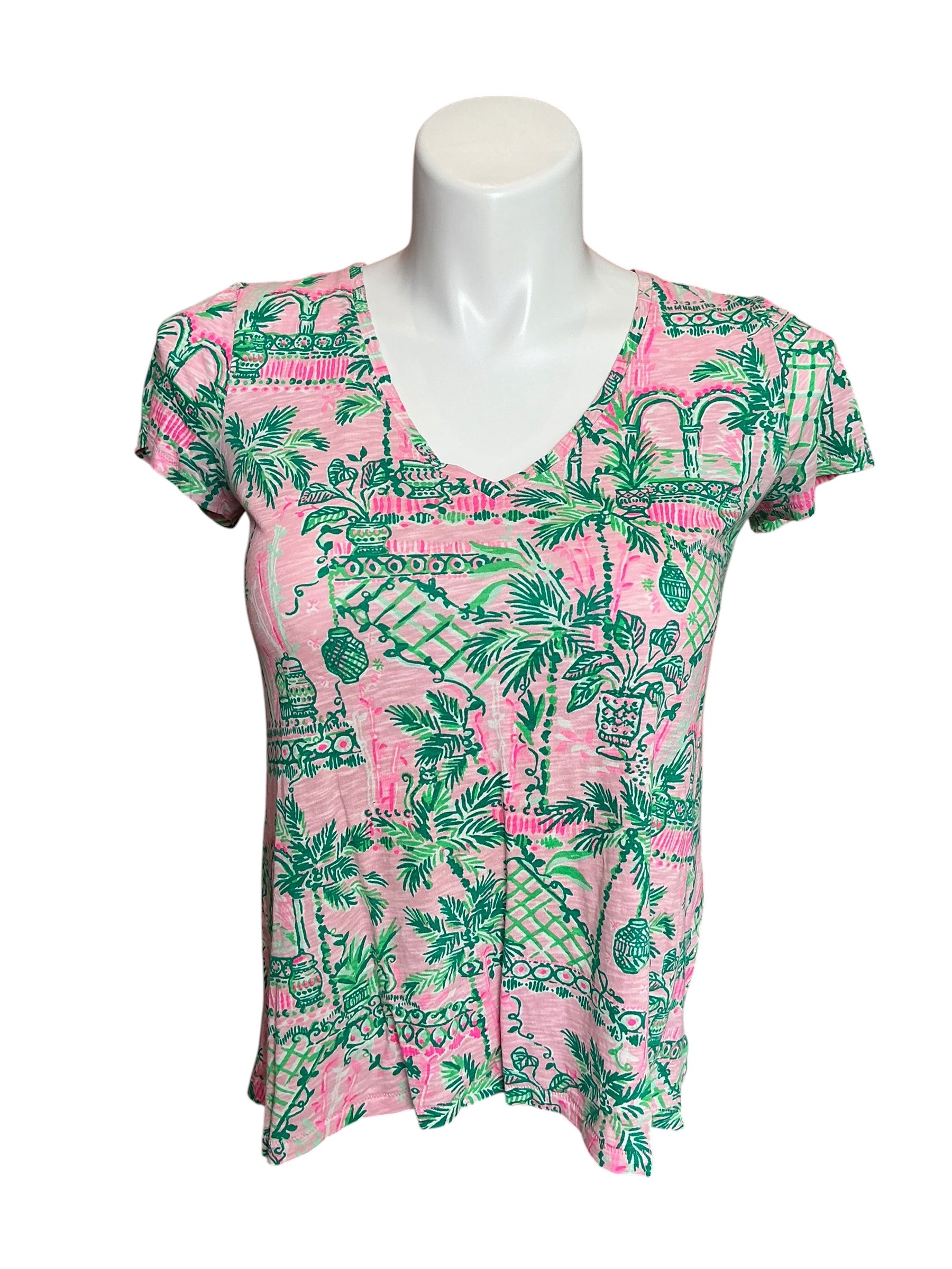 Lilly Pulitzer Etta V-Neck Mandevilla Baby Always Worth It - Size S