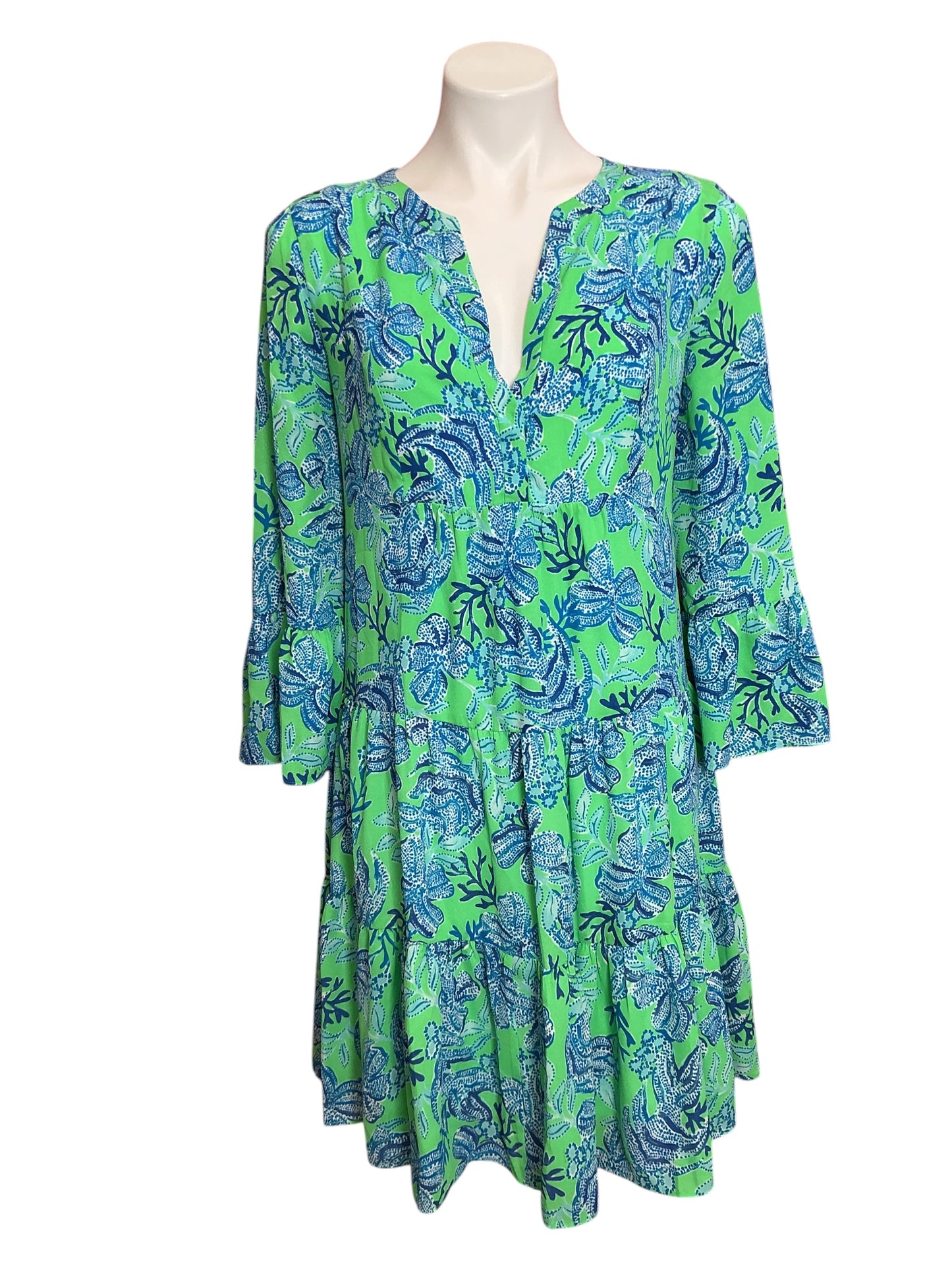 Lilly Pulitzer Gabriel Tunic Dress Cabana Green Keepin It Reel - Size 12