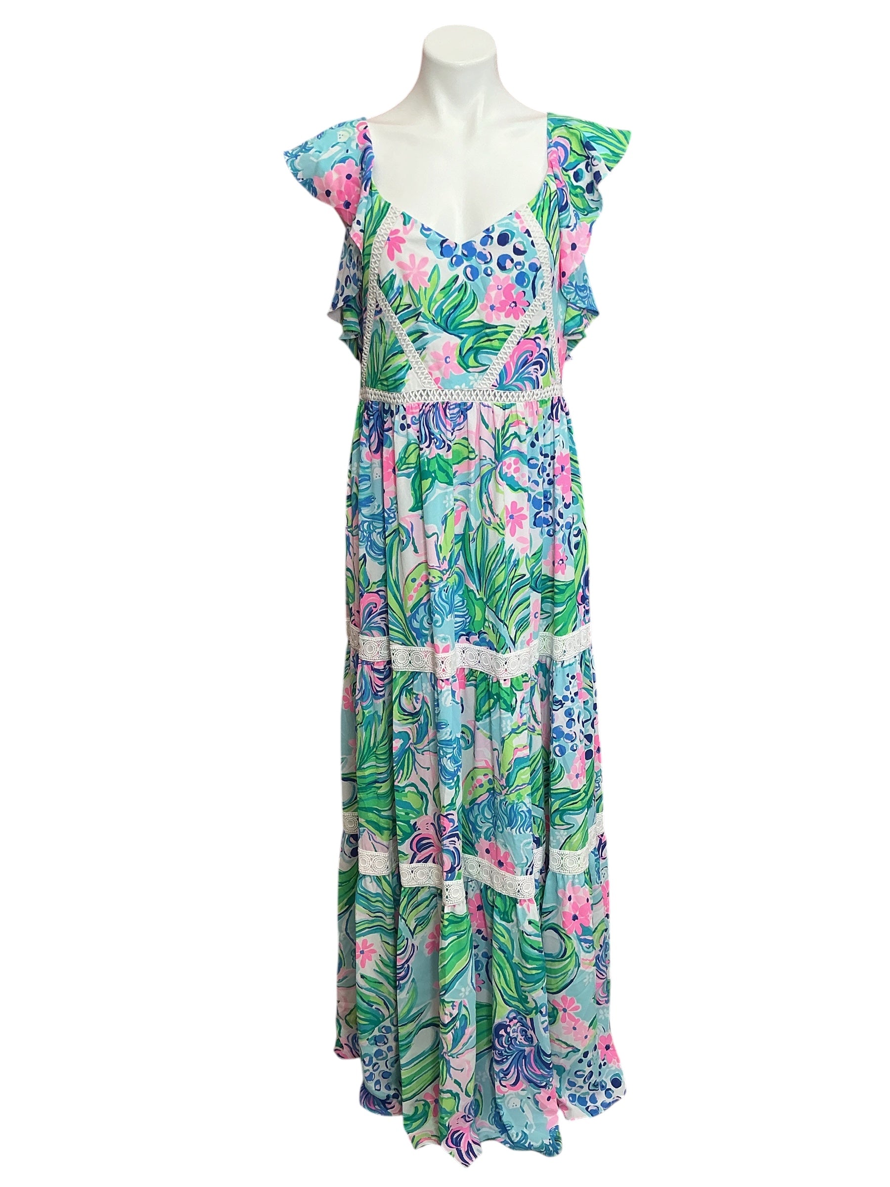 Lilly Pulitzer Ivie Maxi Dress Kitten Around - Size 14