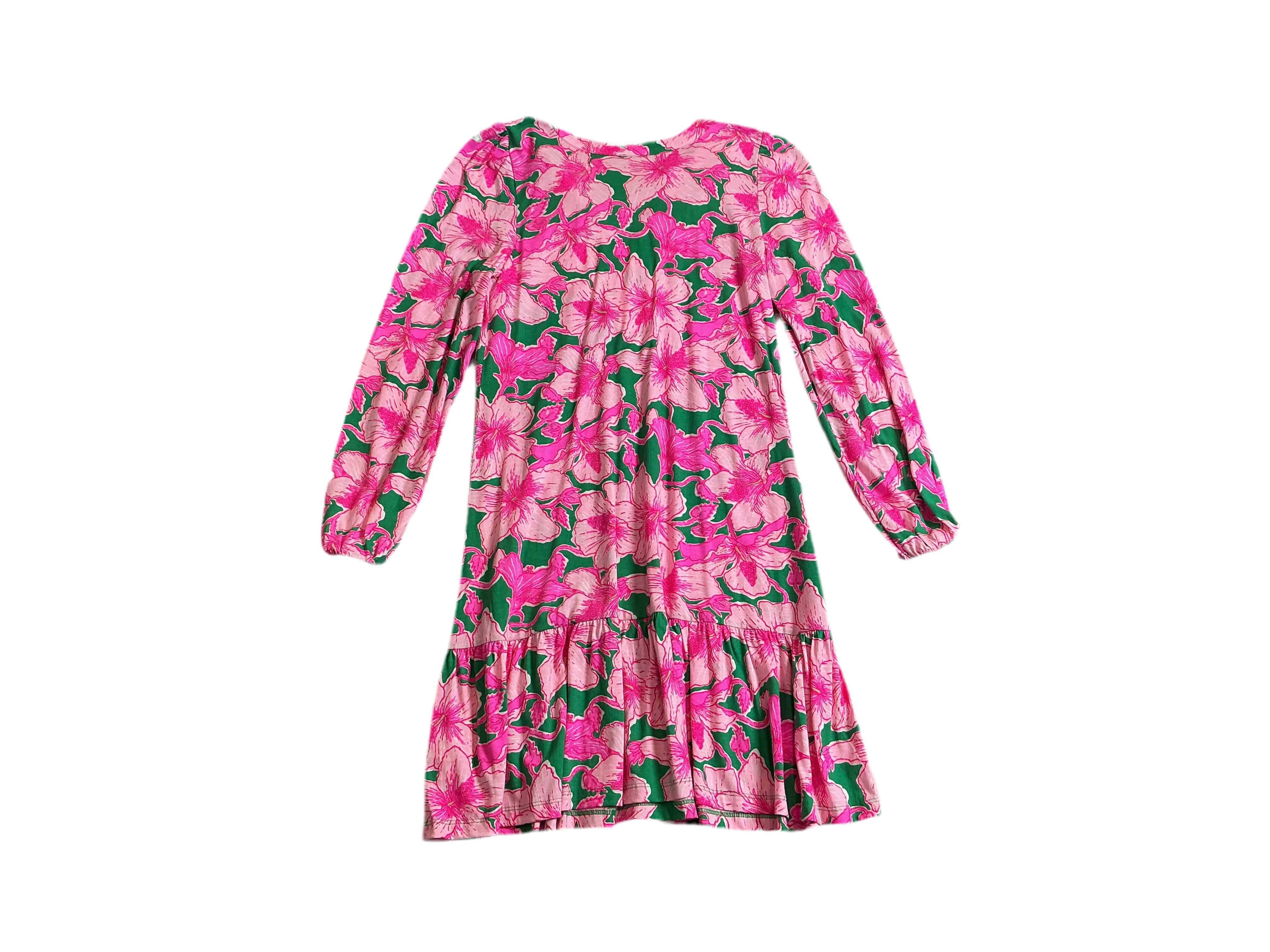 Lilly Pulitzer Alyssa long sleeve shift dress in the Kelly Green Hibis Kiss print - Size XS