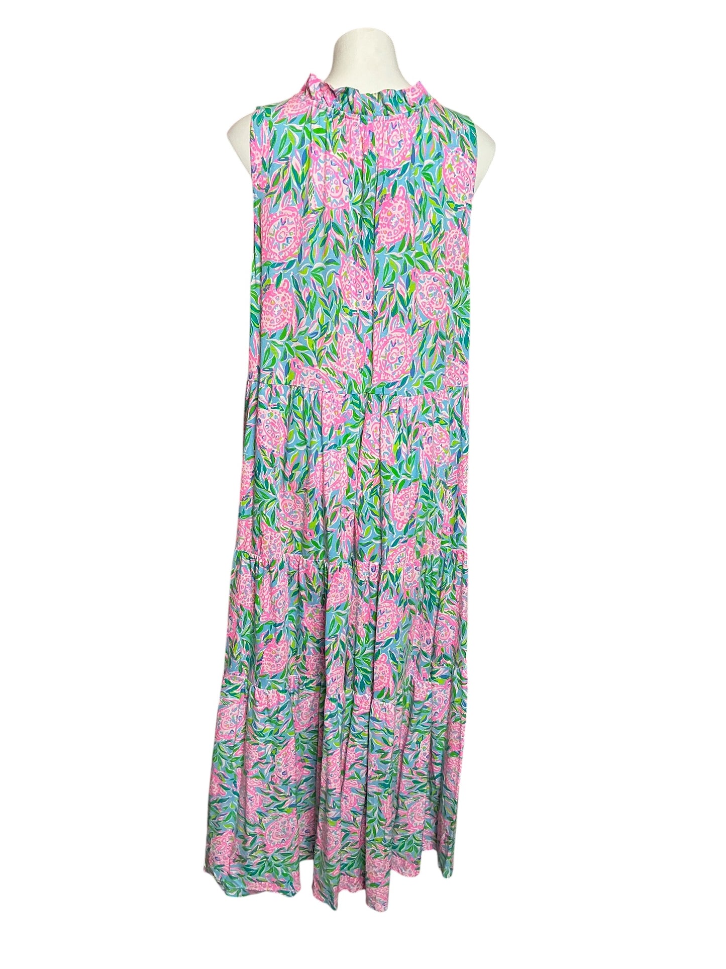 Lilly Pulitzer Malone Maxi Dress Frenchie Blue Turtley In Love - Size XXL