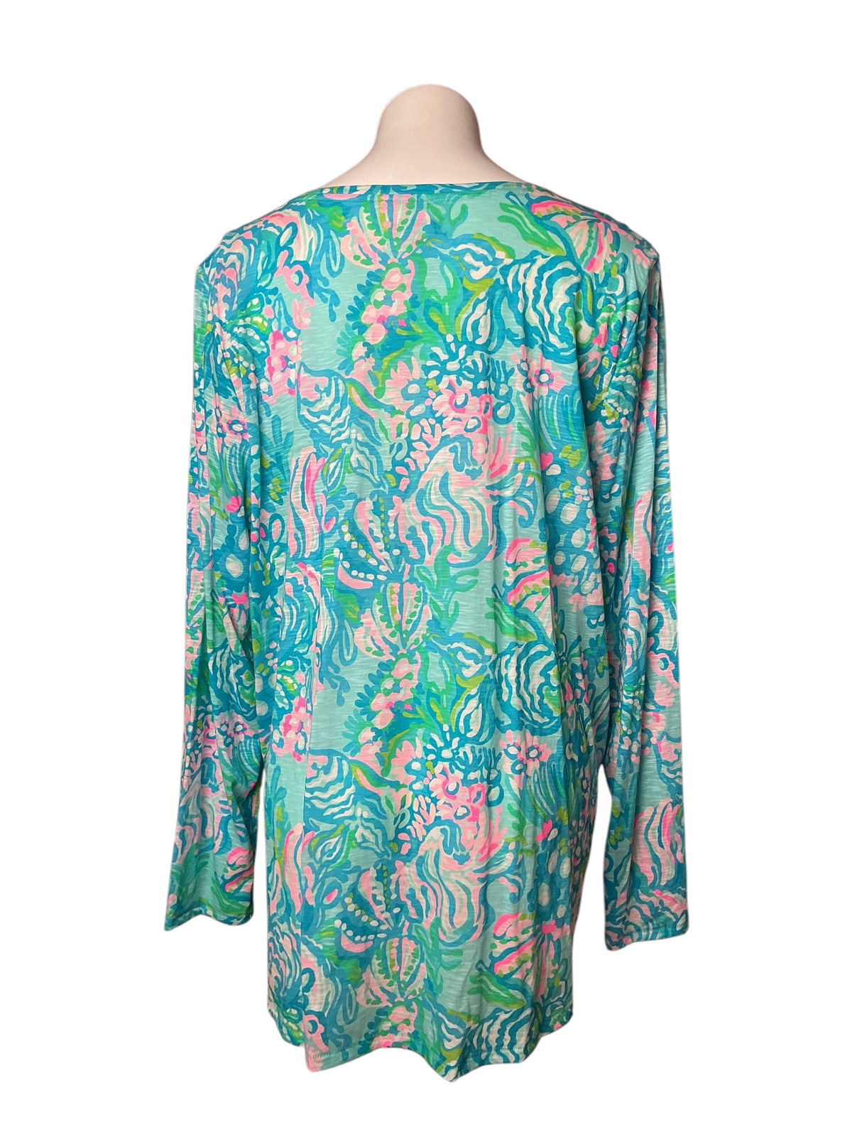 Lilly Pulitzer NWT Etta Long Sleeve Top Blue Ibiza Aqua La Vista - Size XXL