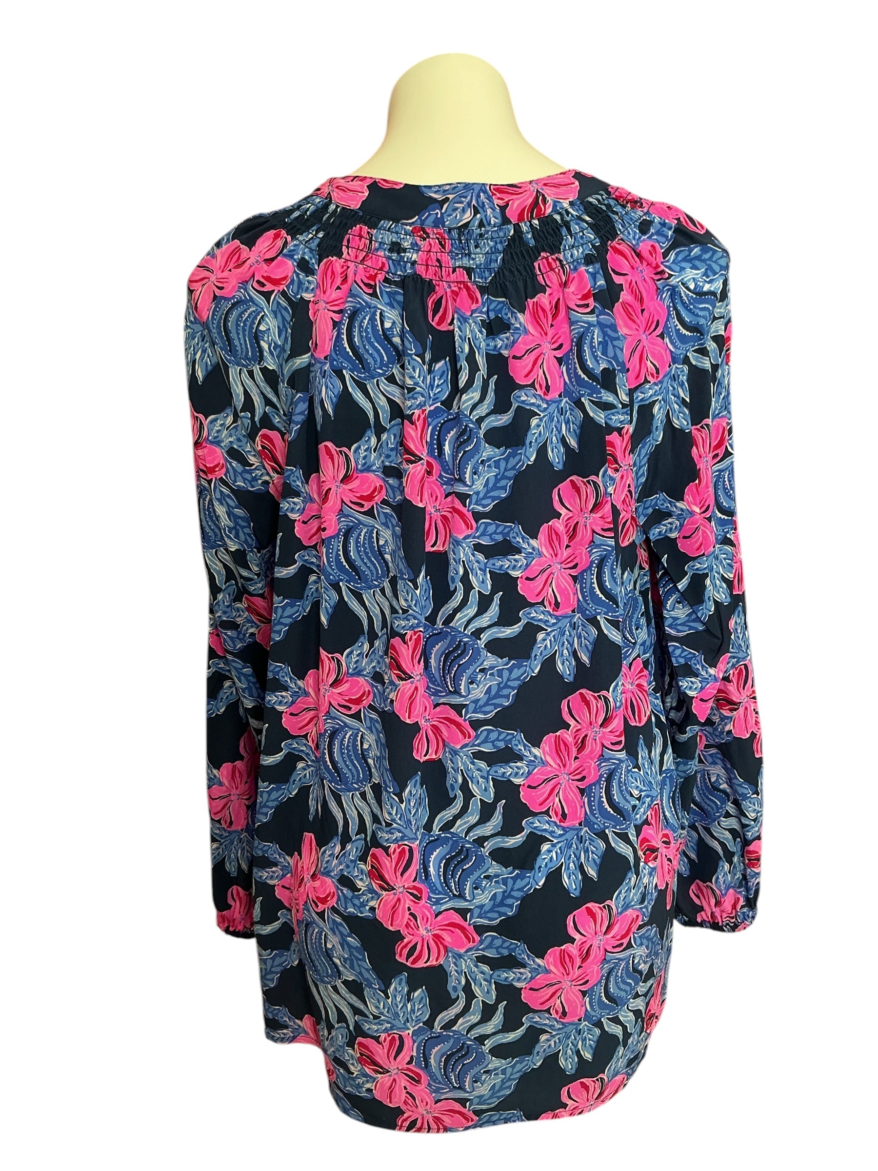 Lilly Pulitzer Elsa Long Sleeve Silk Top Gypsea - Size XL