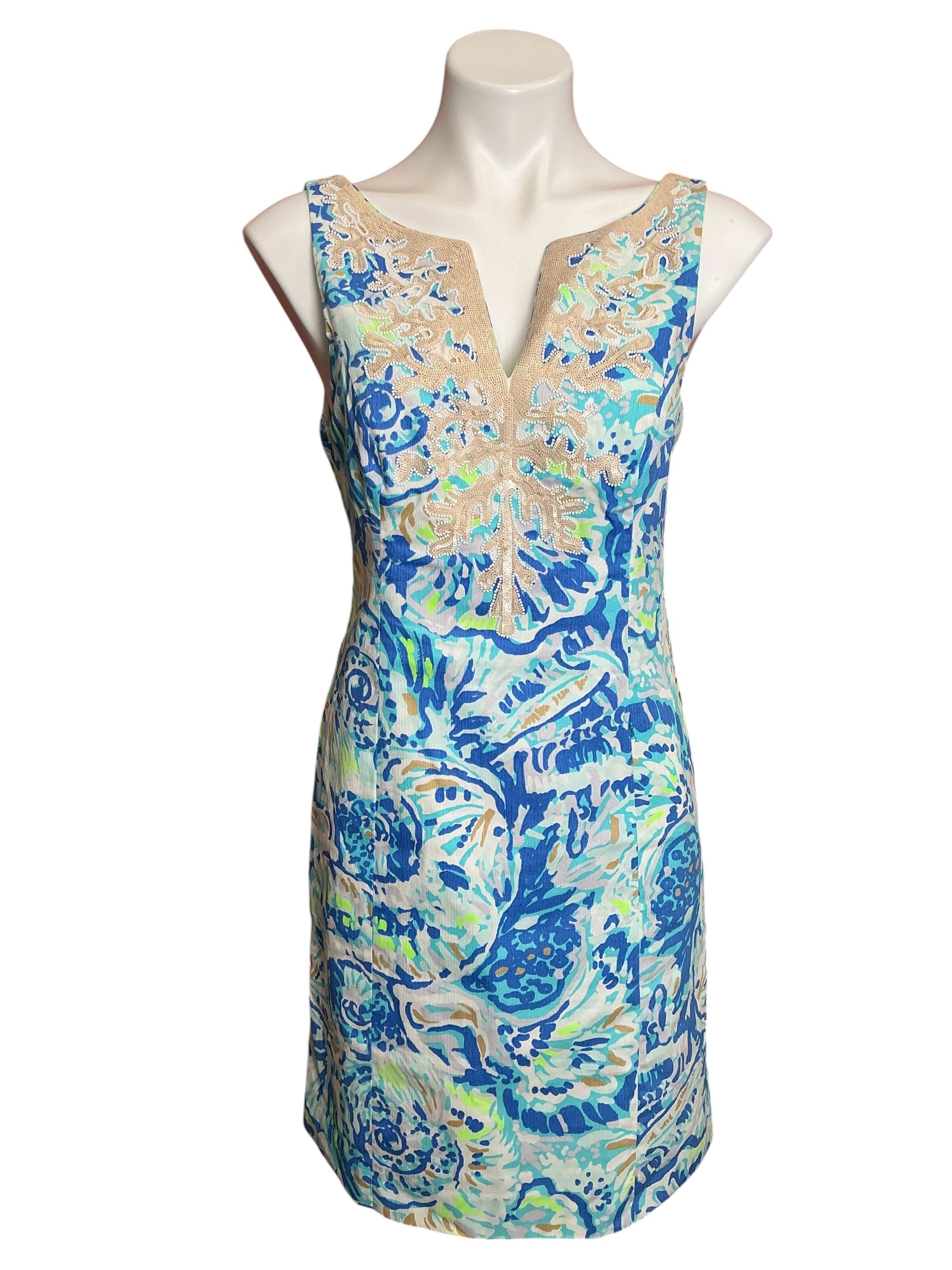 Lilly Pulitzer Gabby Shift Dress Bennett Blue Salty Seas - Size 4