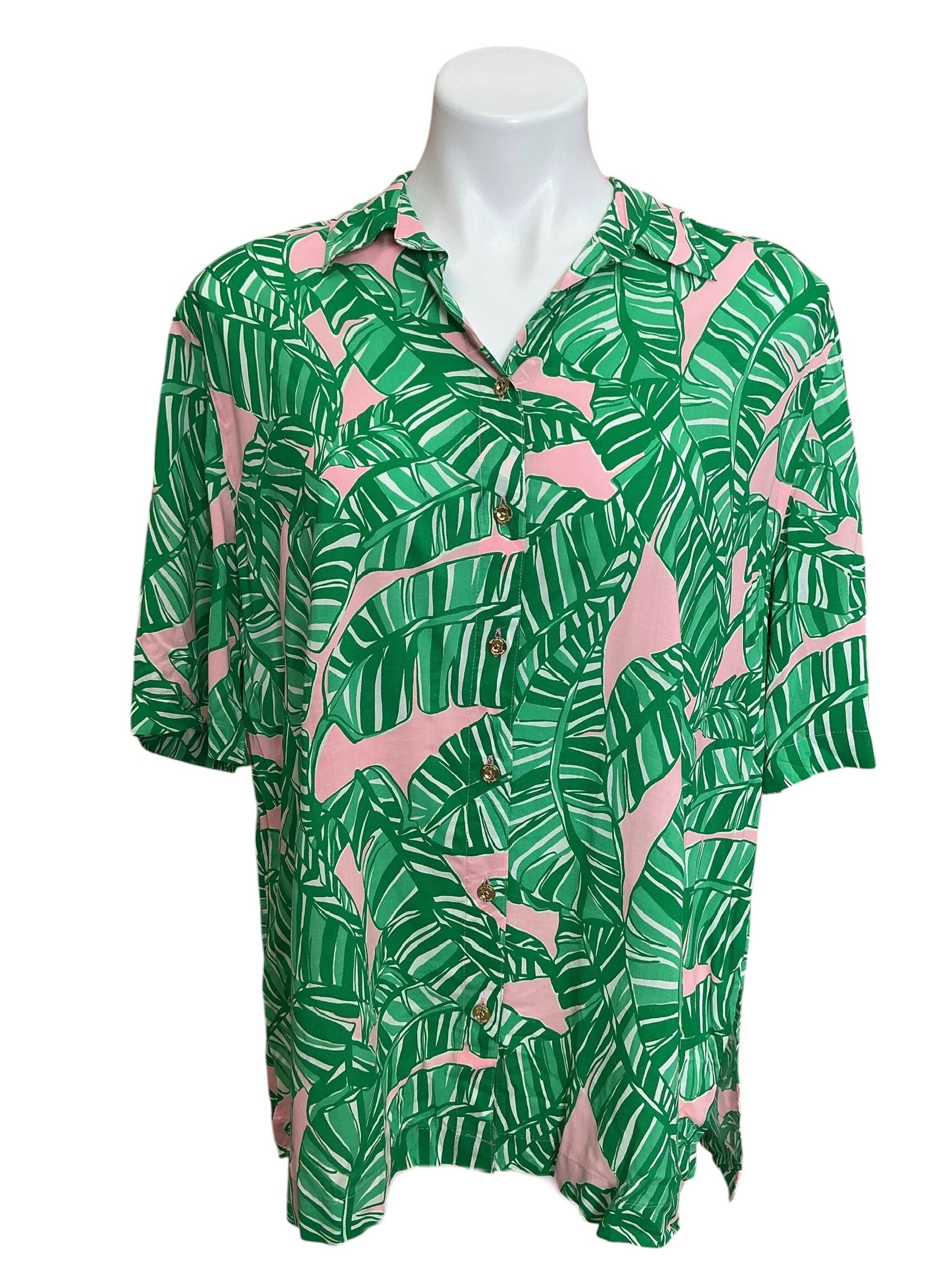 Lilly Pulitzer NWT Franki Shirt Coverup Top Conch Shell Pink Lets Go Bananas - Size S