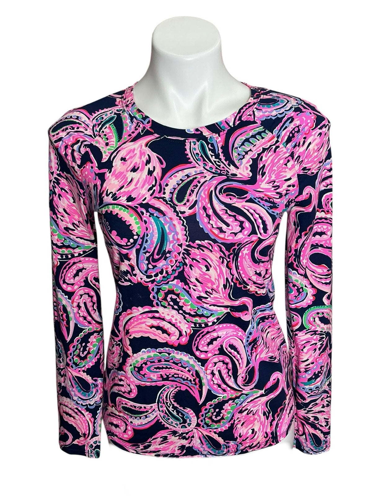 Lilly Pulitzer Lizbeth Tee High Tide Navy Flock To The Top - Size XS