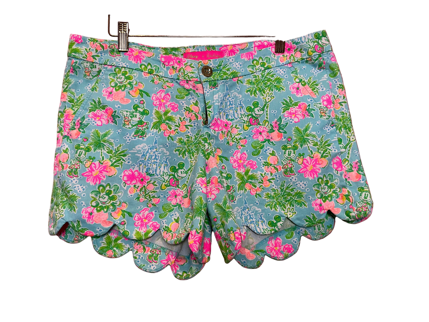 Disney Parks x Lilly Pulitzer Scalloped Buttercup Shorts Blue Ibiza Lilly Loves Disney Size 8
