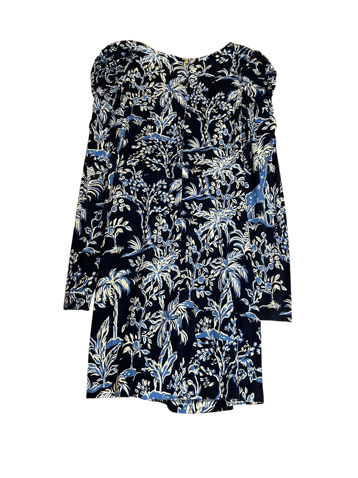 Lilly Pulitzer Jemma Sleeved Romper Low Tide Navy Tall Tales - Size 4