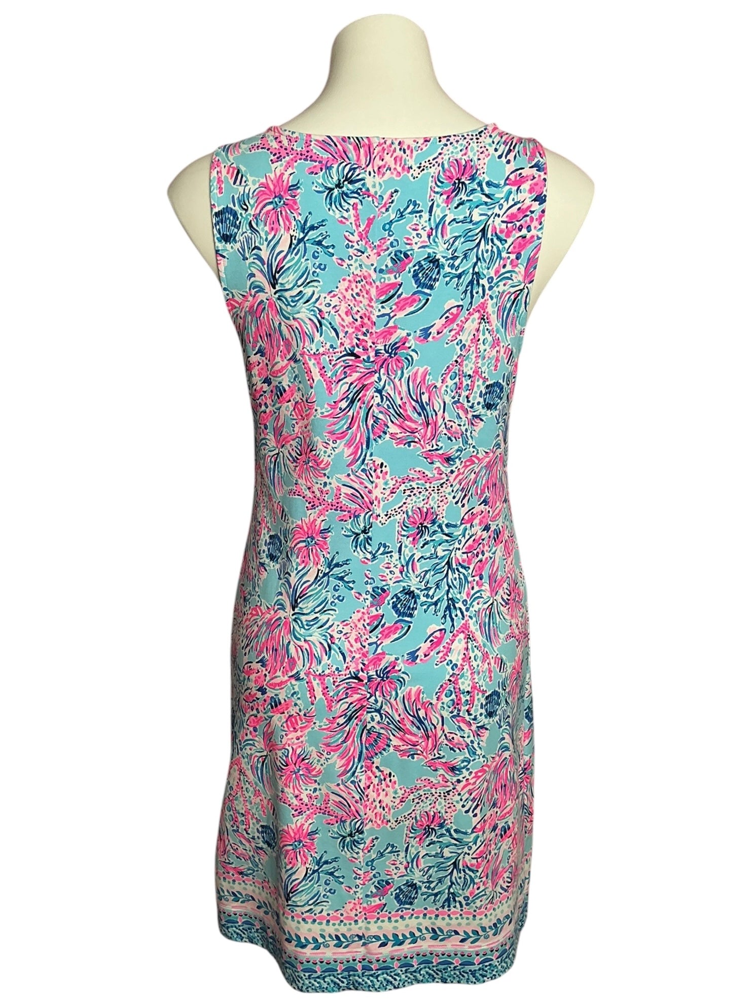Lilly Pulitzer Larsen Stretch Terry Shift Celestial Blue Seek and Sea Engineered - Size M