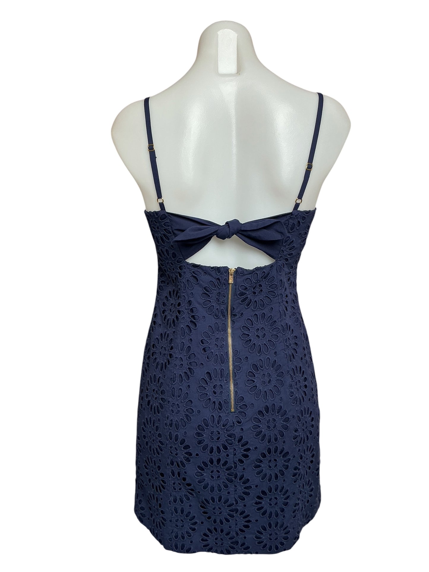 Lilly Pulitzer Shelli Eyelet Mini Dress True Navy Oversized Pinwheel Eyelet - Size 2