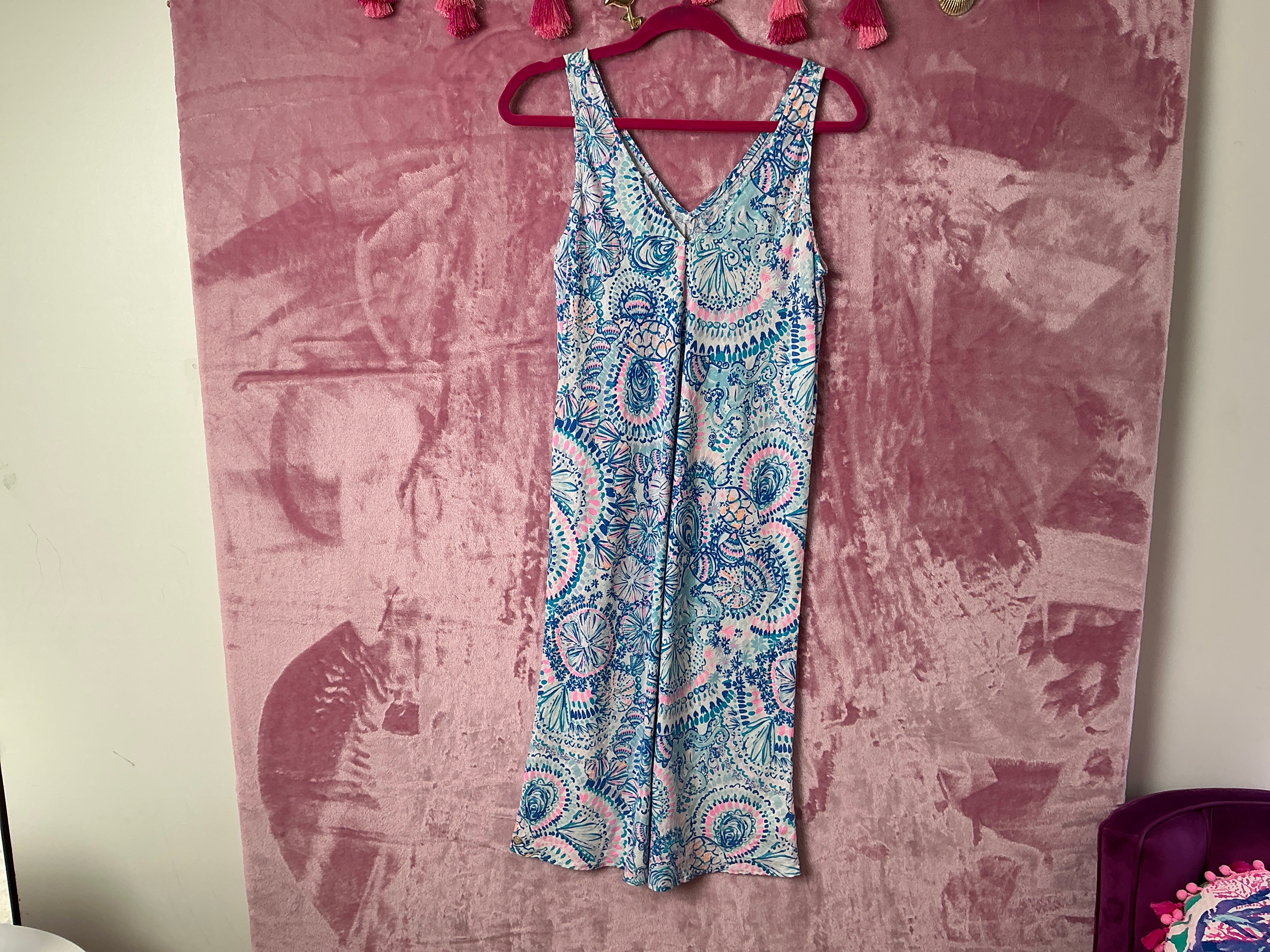 Lilly Pulitzer Florin Linen Dress - Blue Grotto Commotion In The Ocean - Size XS