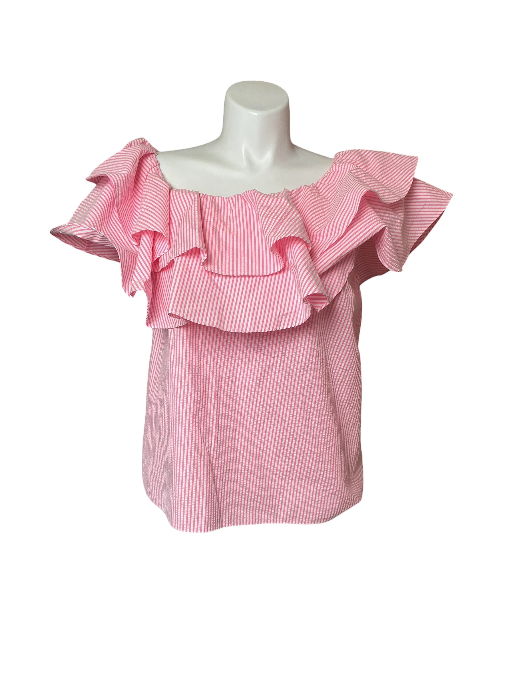 Lilly Pulitzer NWT Trixie Top - Havana Pink Yarn Dye Seersucker - Size XL