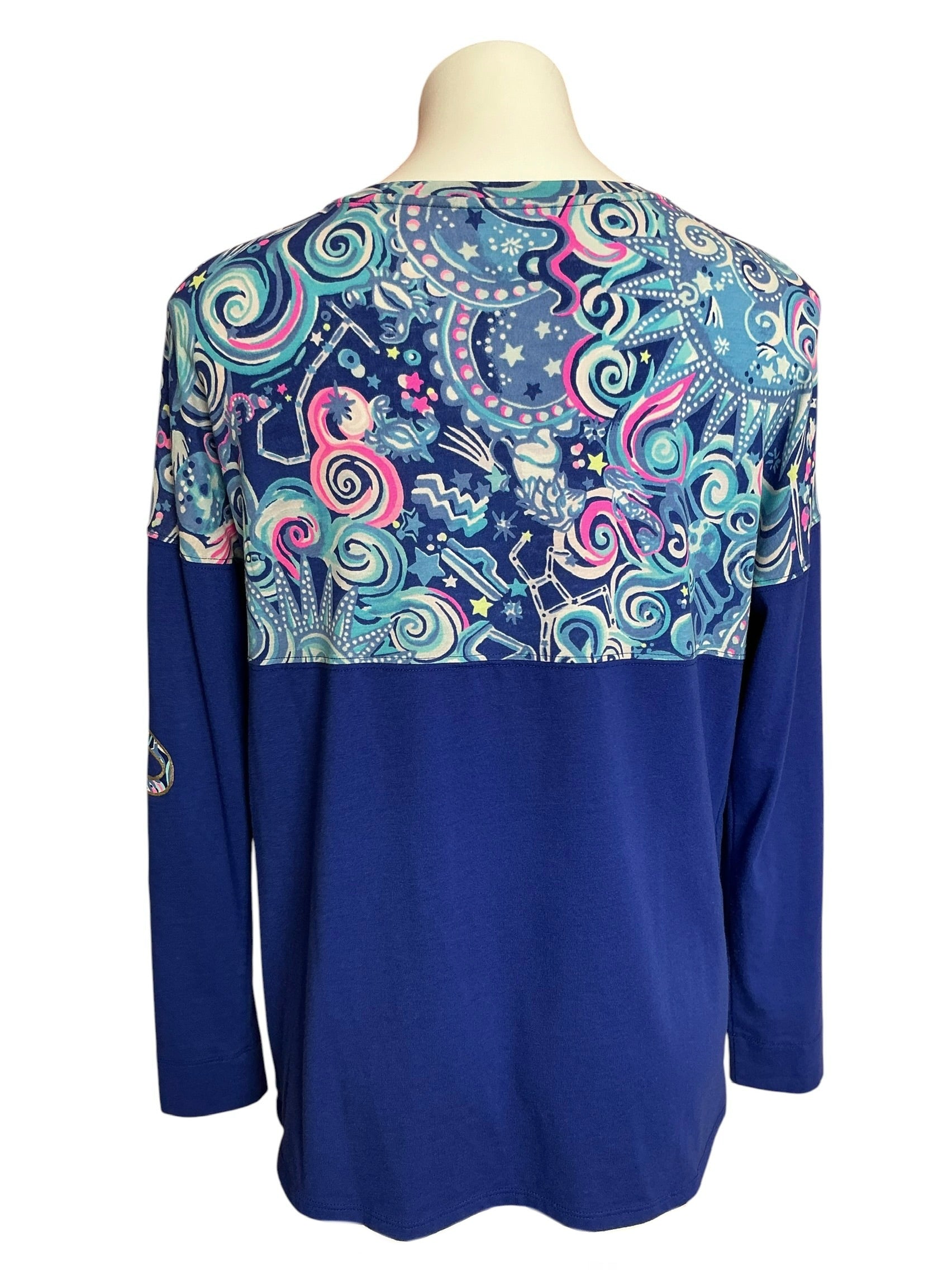 Lilly Pulitzer Finn Top Borealis Blue Cosmic Kismet - Size S