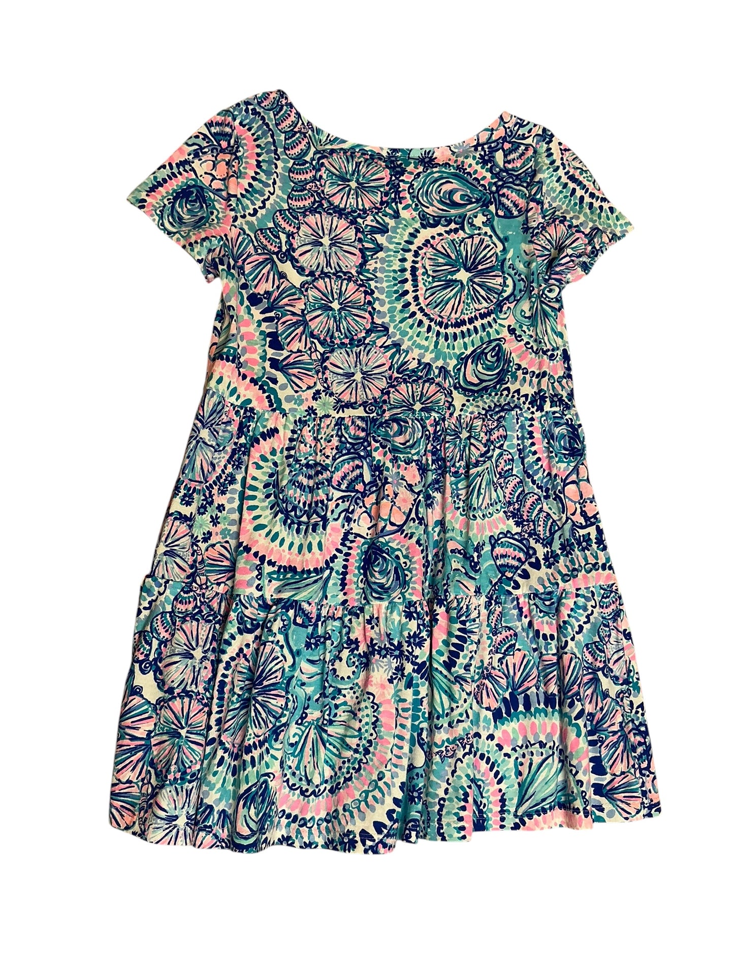 Lilly Pulitzer Girls Mini Geanna Swing Dress Frenchie Blue Turtley In Love - Size M