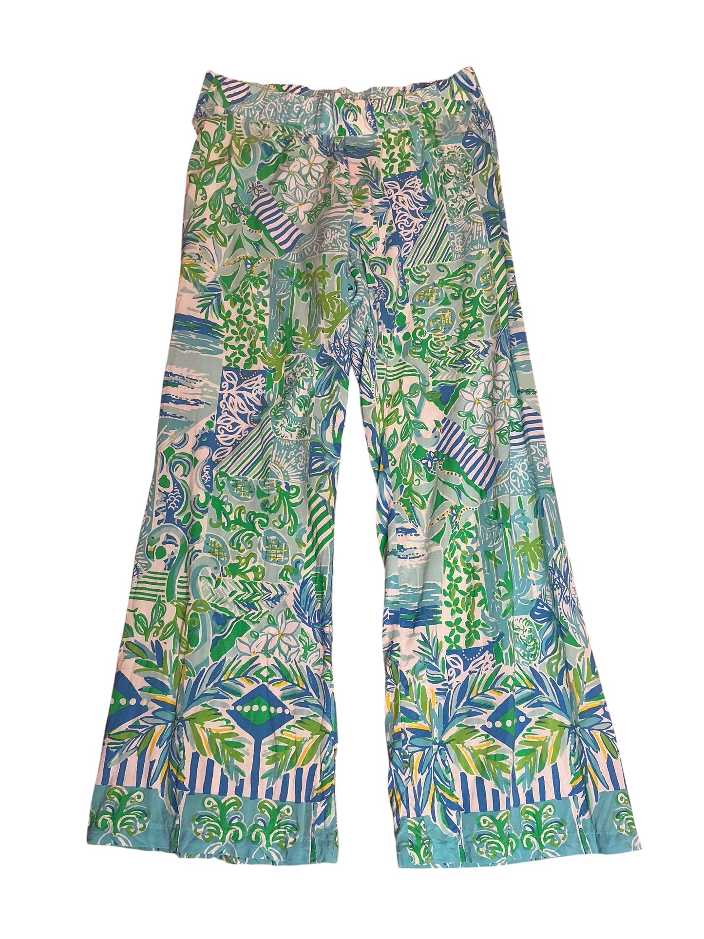 Lilly Pulitzer Bal Harbour Mid-Rise Palazzo Pant Whisper Blue Beach Happy - Size M