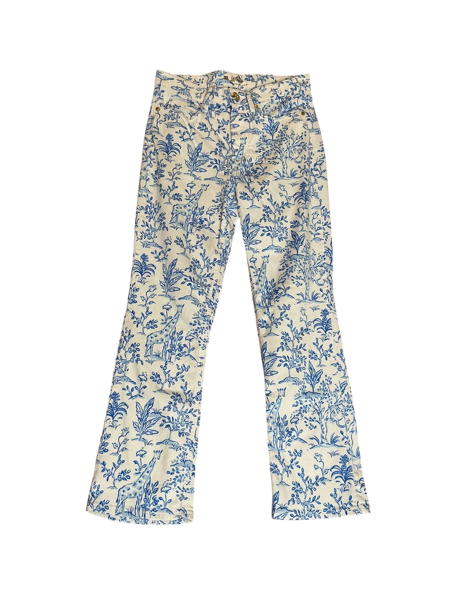 Lilly Pulitzer Annet High Rise Crop Flare Resort White Tall Tales - Size 2