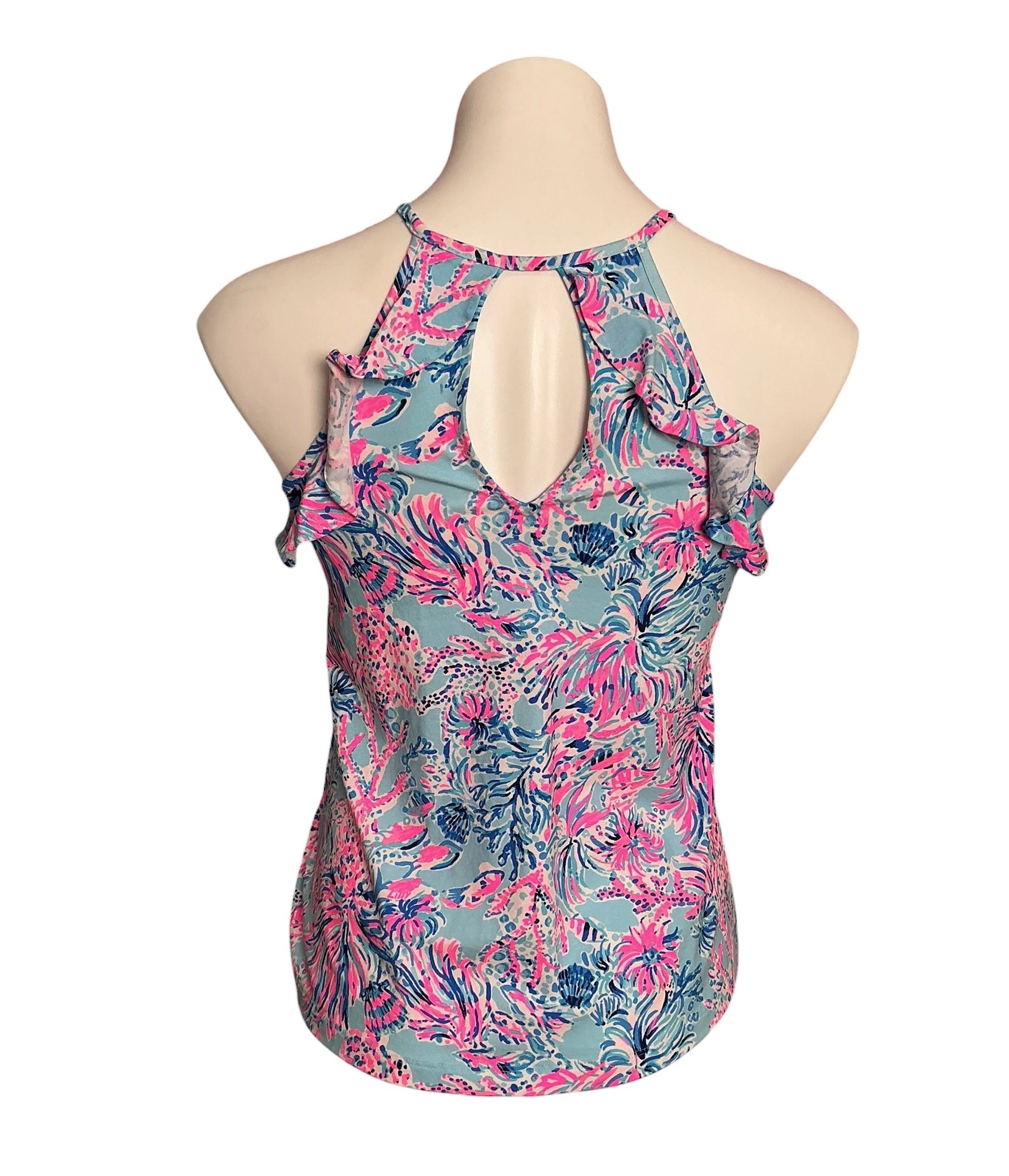 Lilly Pulitzer Billie Halter Top Celestial Blue Seek and Sea - Size XXS