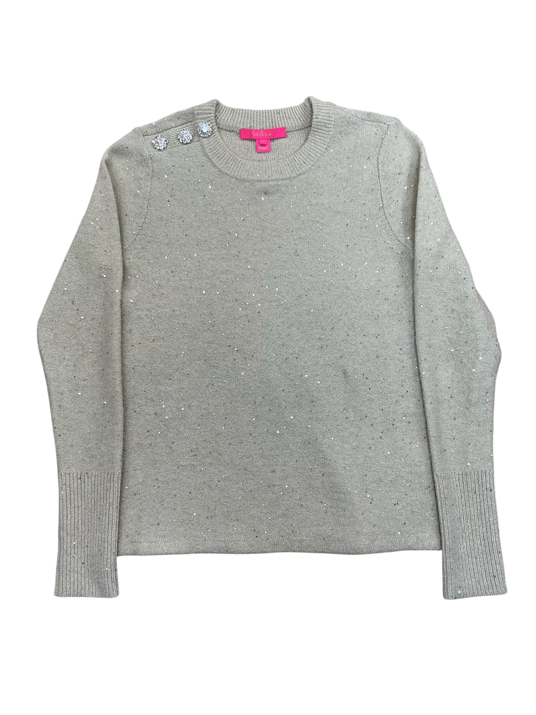 Lilly Pulitzer Morgen Sequin Sweater Coconut Metallic - Size S