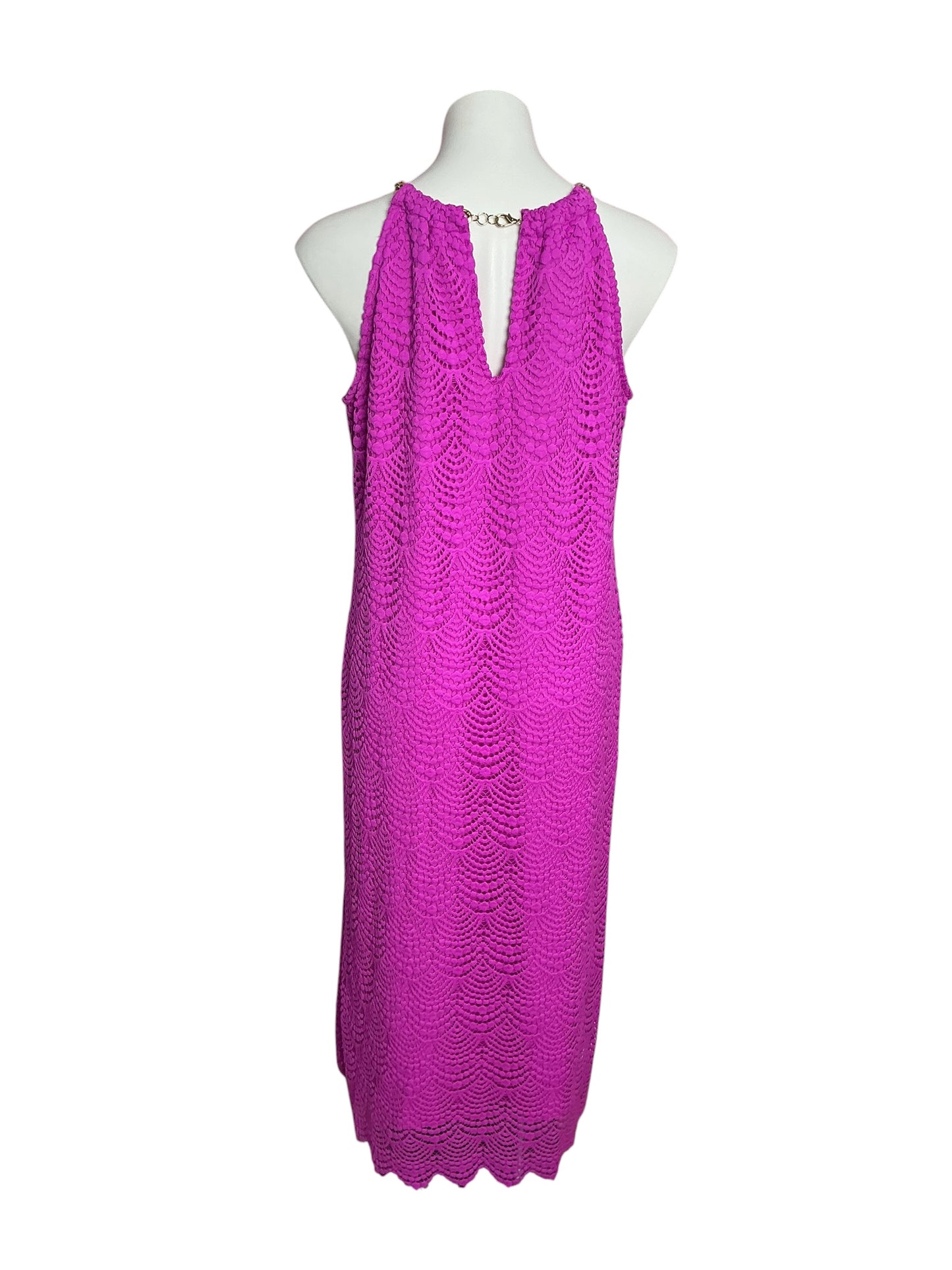 Lilly Pulitzer Bingham Lace Midi Dress Wild Fuchsia Scalloped Shell Lace - Size L