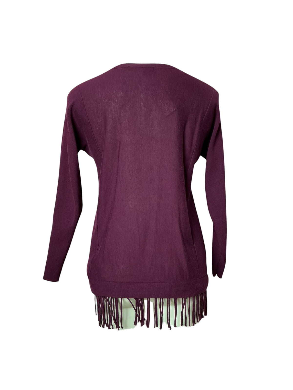Lilly Pulitzer Glenda Fringe Sweater Cabernet Berry - Size S