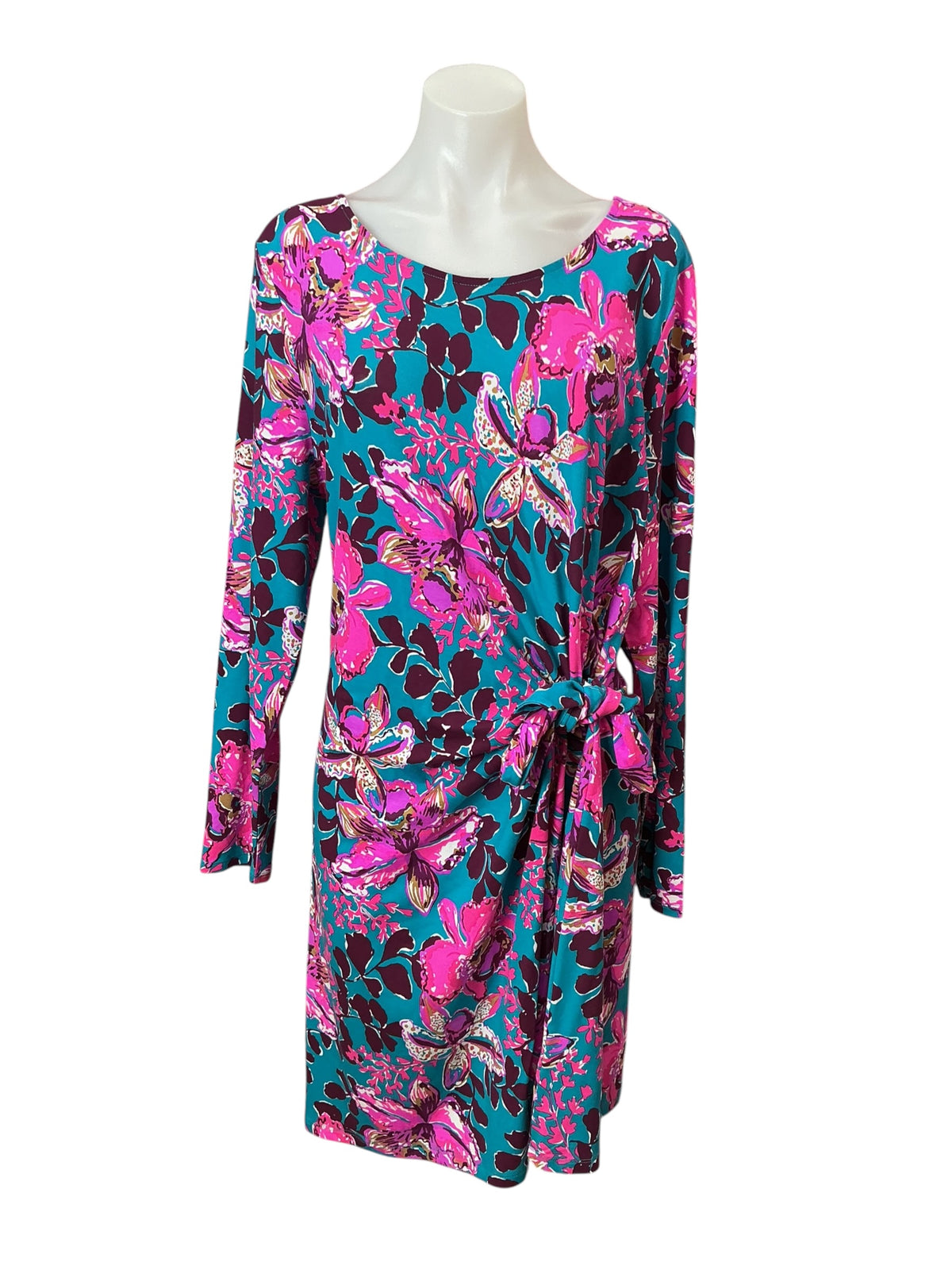 Lilly Pulitzer NWT Bryson Long Sleeve Dress Blue Rhapsody Orchid You Not - Size XXL