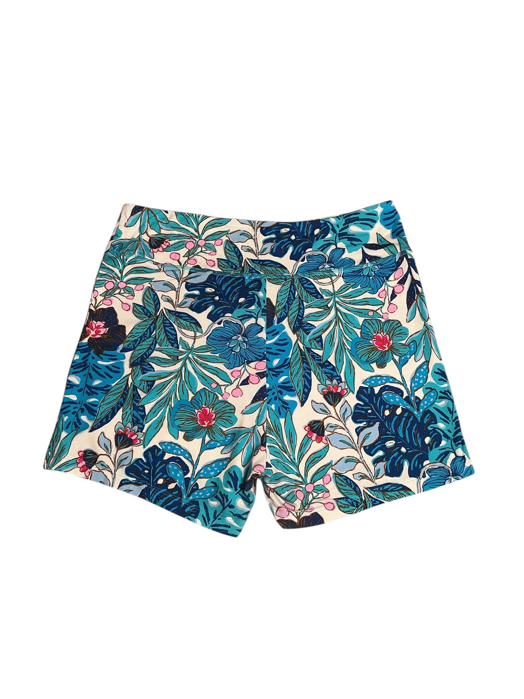 Lilly Pulitzer- Liona High-Rise Bike Shorts  Breezy Aqua Best Fronds Forever Size 16